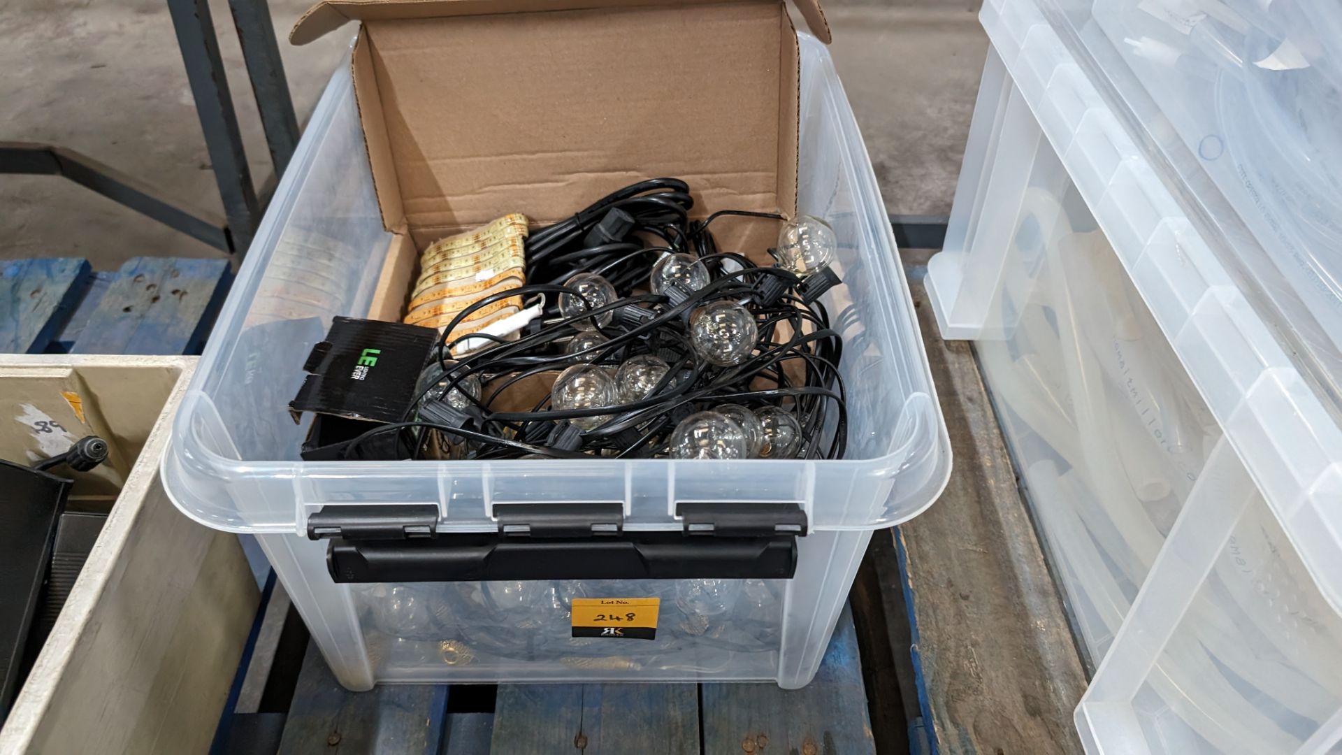 The contents of a crate of lighting