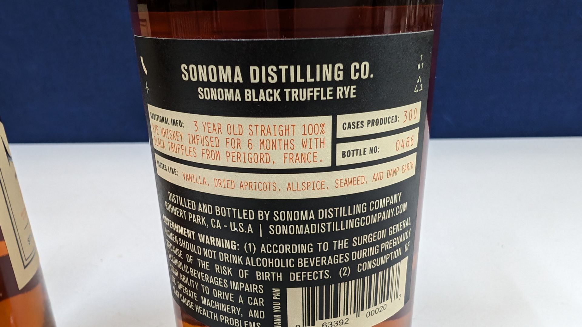 3 off 375ml bottles of Sonoma Black Truffle Rye Whiskey. 50% alc/vol (100 proof). Straight rye whi - Image 7 of 8