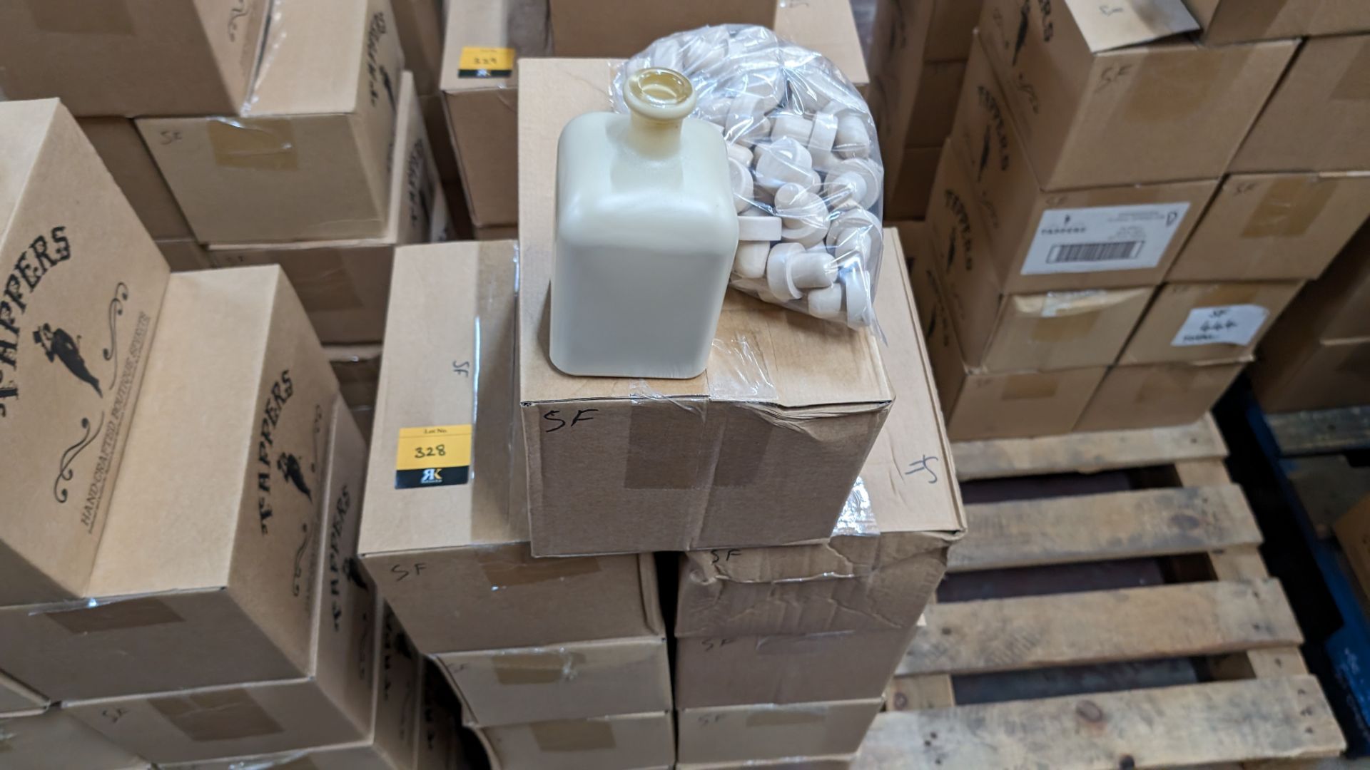54 off 50cl/500ml professionally painted cream glass bottles, each including a stopper. The bottles