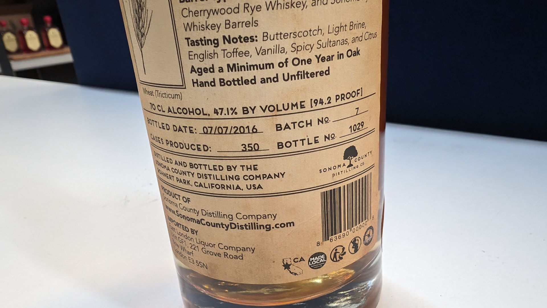 1 off 700ml bottle of Sonoma County 2nd Chance Wheat Double Alembic Pot Distilled Whiskey. 47.1% al - Image 5 of 6