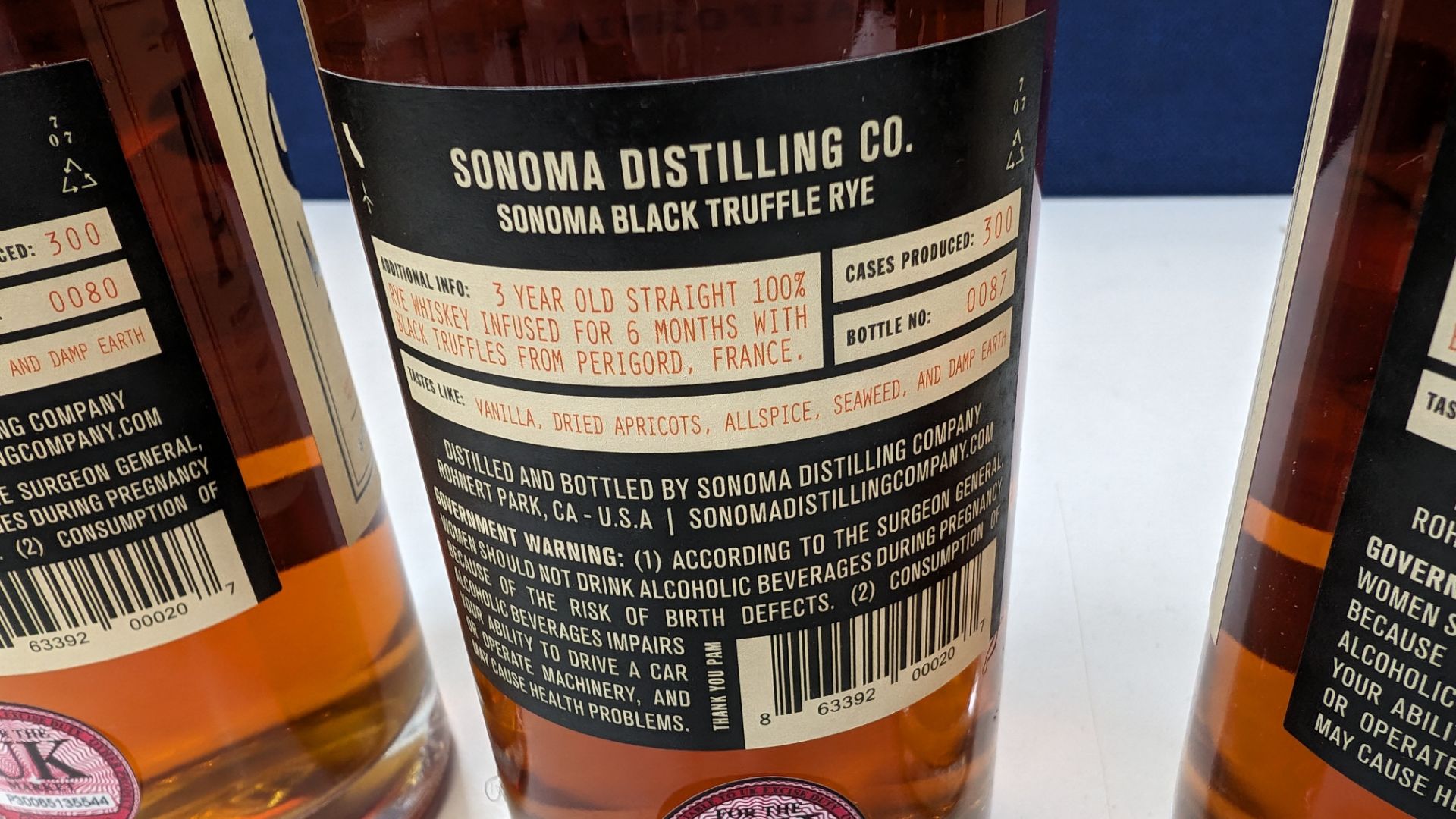 3 off 375ml bottles of Sonoma Black Truffle Rye Whiskey. 50% alc/vol (100 proof). Straight rye whi - Image 6 of 8