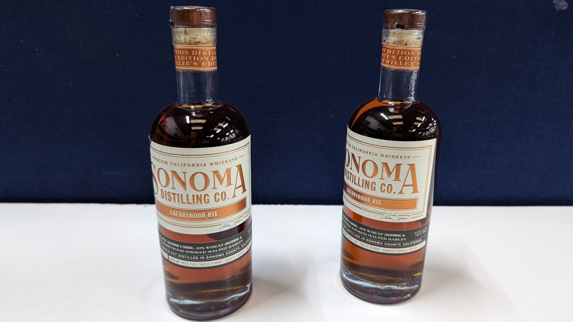 2 off 700ml bottles of Sonoma Cherrywood Rye Whiskey. 47.8% alc/vol (95.6 proof). Distilled and bo