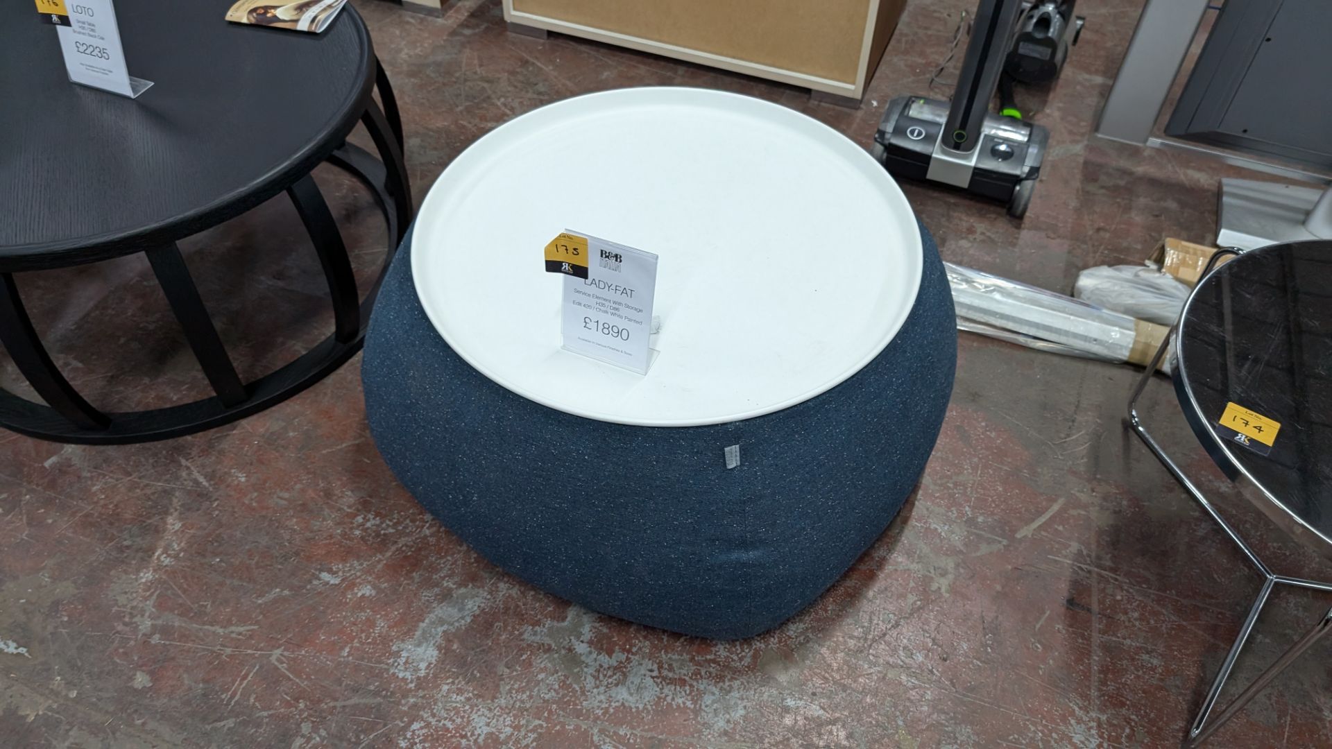 B&B Italia Lady/ Fat Storage Table with removable Chalk White Painted Top. This lot includes the Blu