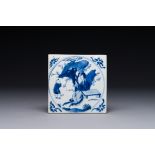 A Chinese blue and white 'Long Eliza' tile, Kangxi