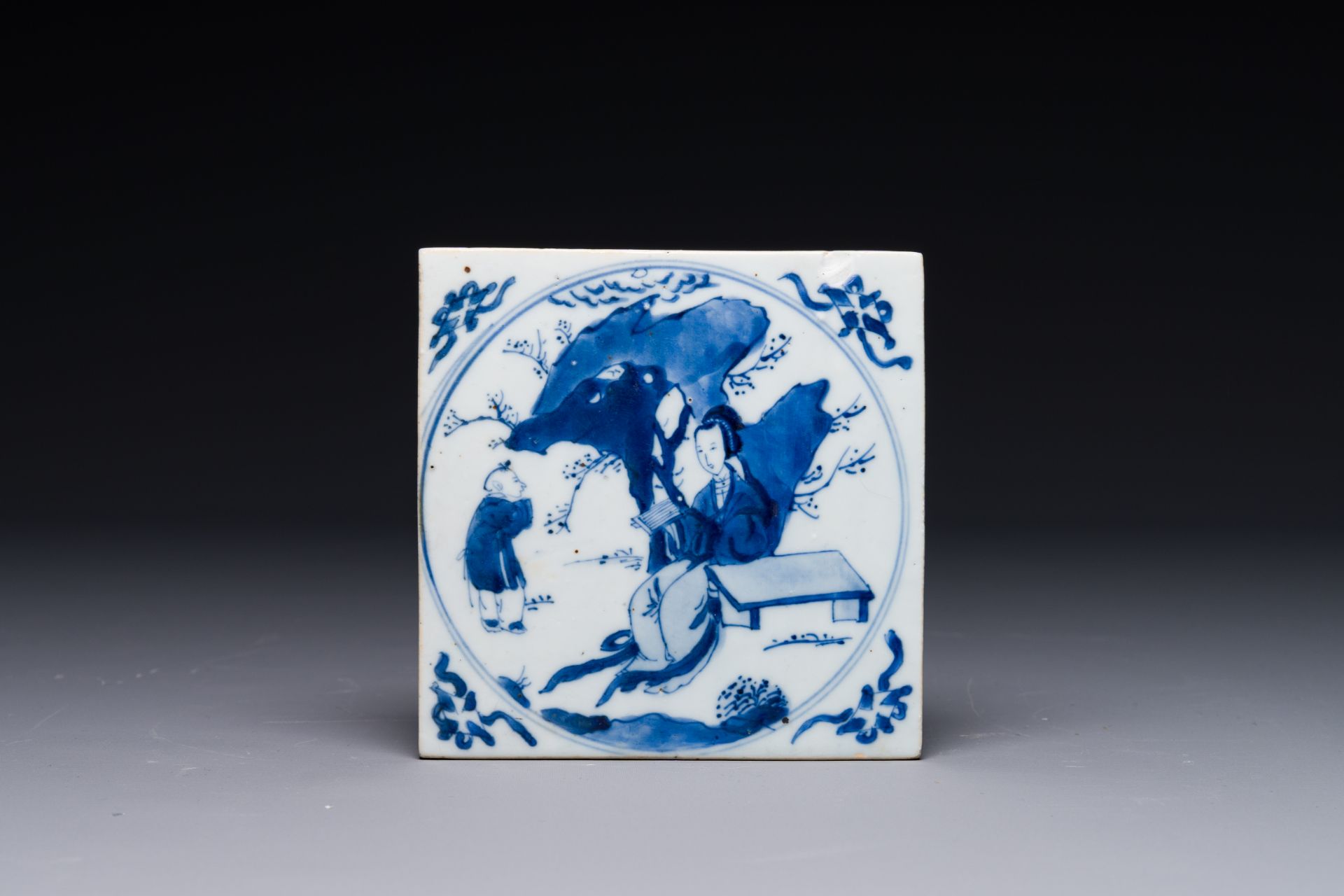 A Chinese blue and white 'Long Eliza' tile, Kangxi