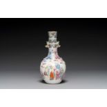 A Chinese famille rose '18 Luohan' bottle vase, 19th C.