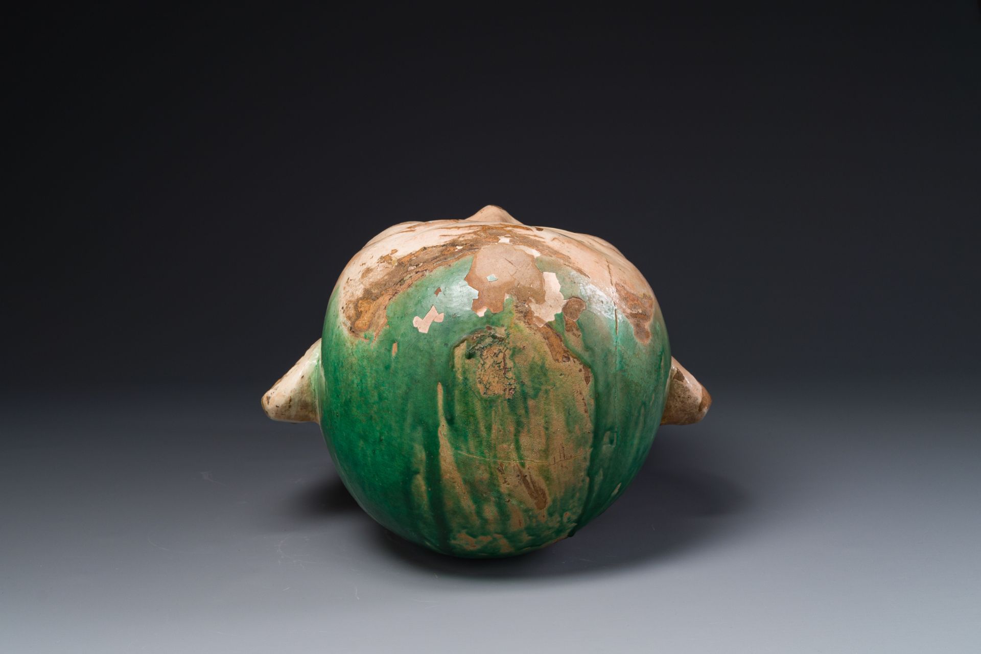 An imposing Chinese sancai glazed stoneware head of a monk, Yuan/Ming - Image 6 of 7