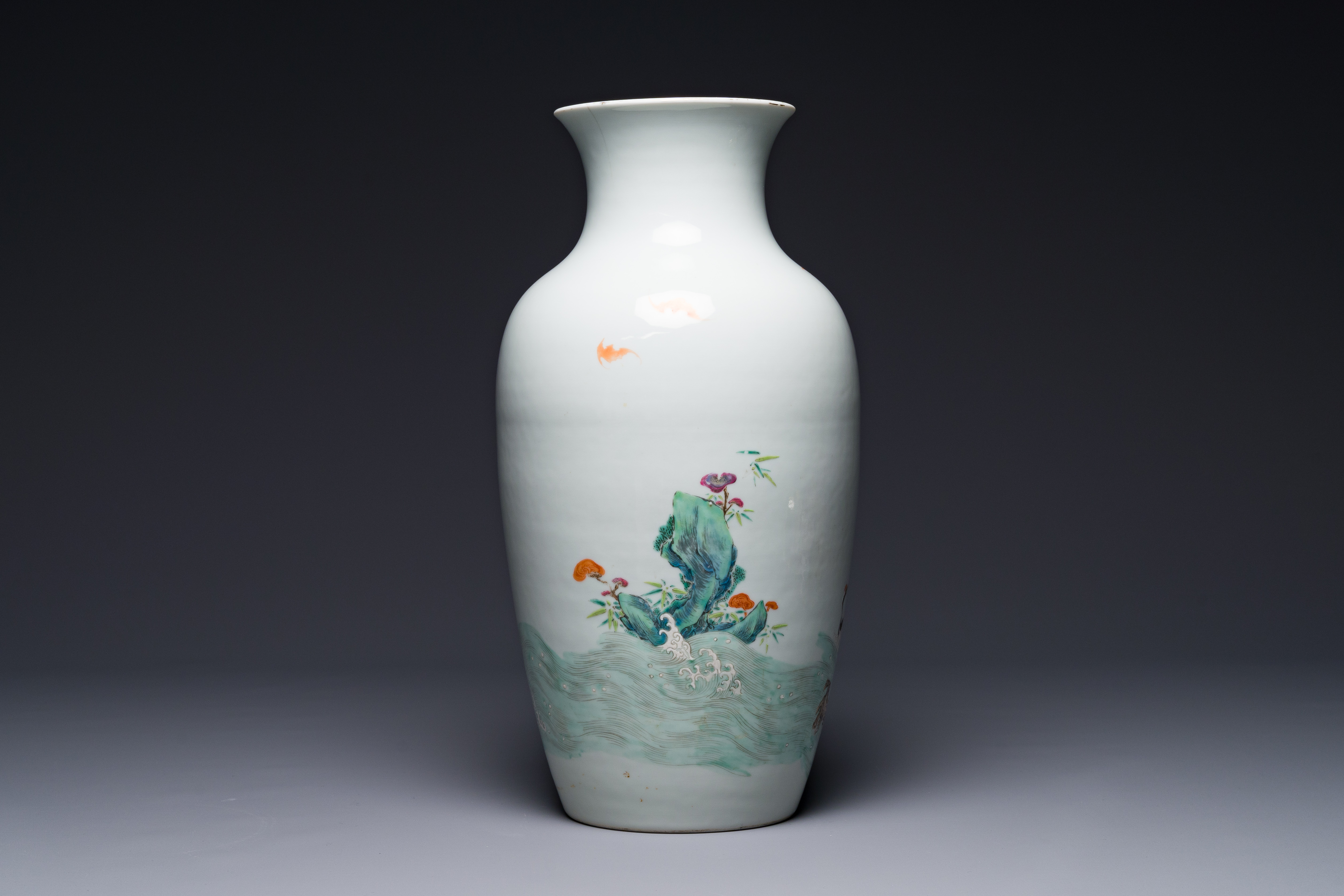 A Chinese famille rose 'Lan Caihe' vase, Qianlong mark, 19/20th C. - Image 4 of 7