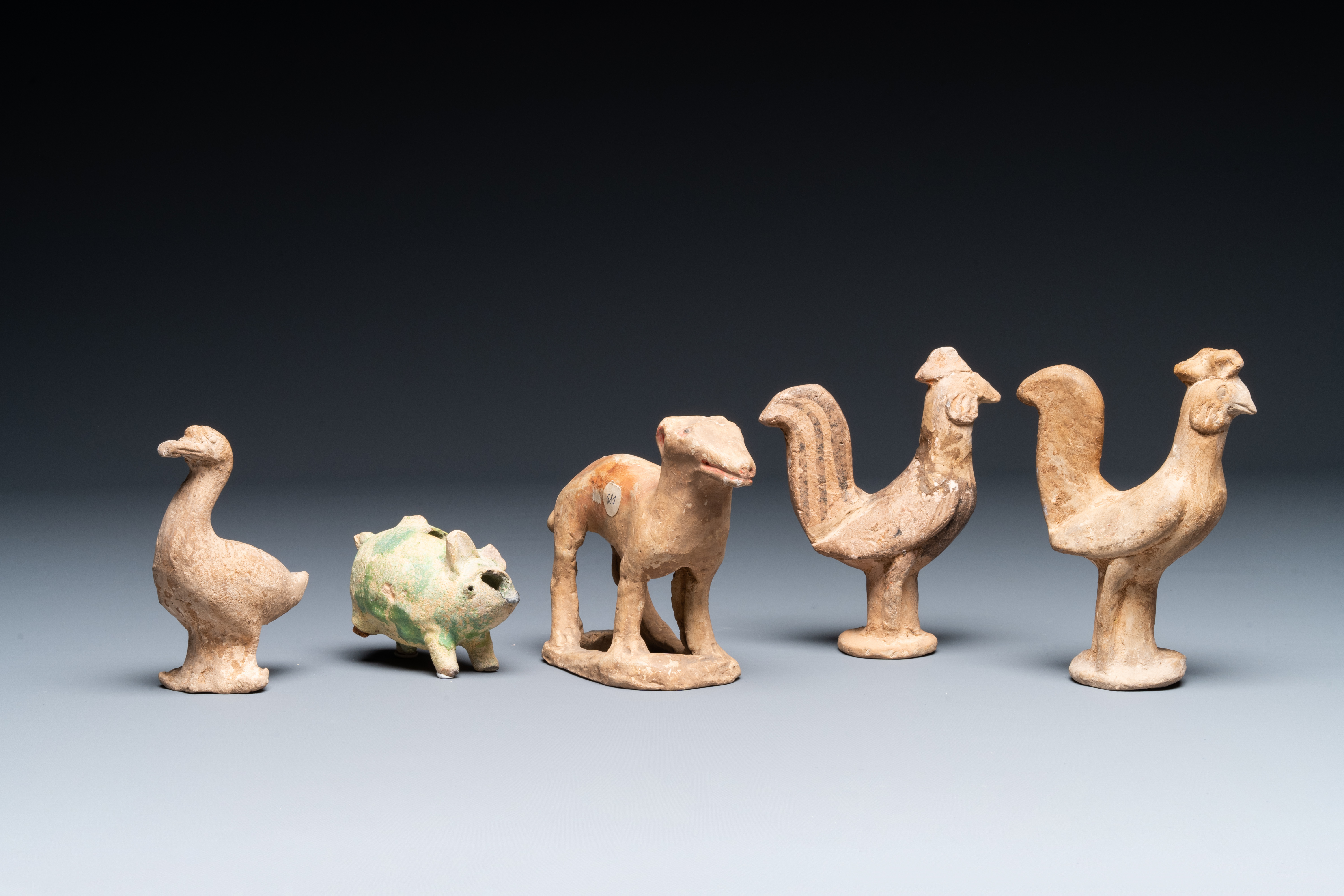 Five varied Chinese pottery animals, Han - Image 2 of 4