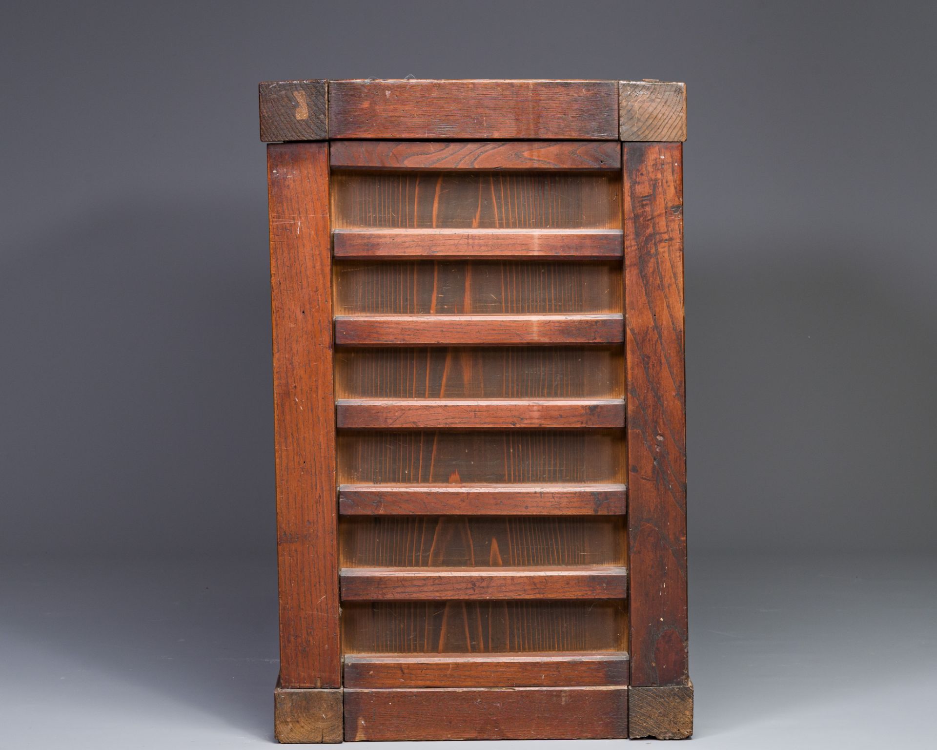 A Japanese wooden tansu chest, 19/20th C. - Image 6 of 6