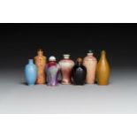 Seven varied Chinese monochrome snuff bottles, Kangxi mark, 18/19th C.