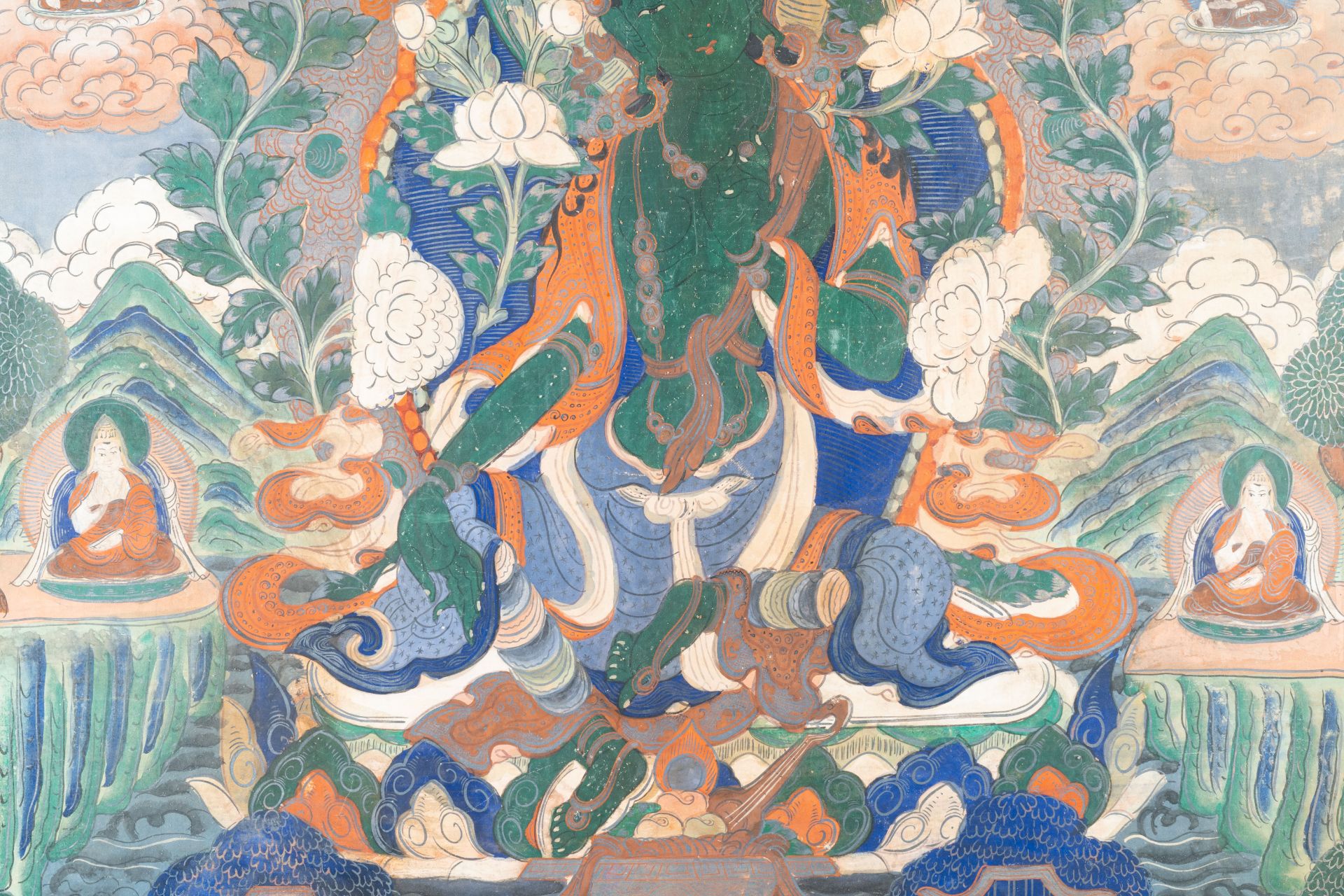 A thangka depicting Green Tara, Tibet, 18/19th C. - Bild 2 aus 5