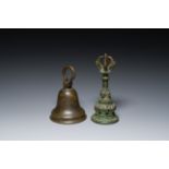 A bronze bell and a ceremonial hand bell, South Asia and Southeast Asia, 19th C. or earlier