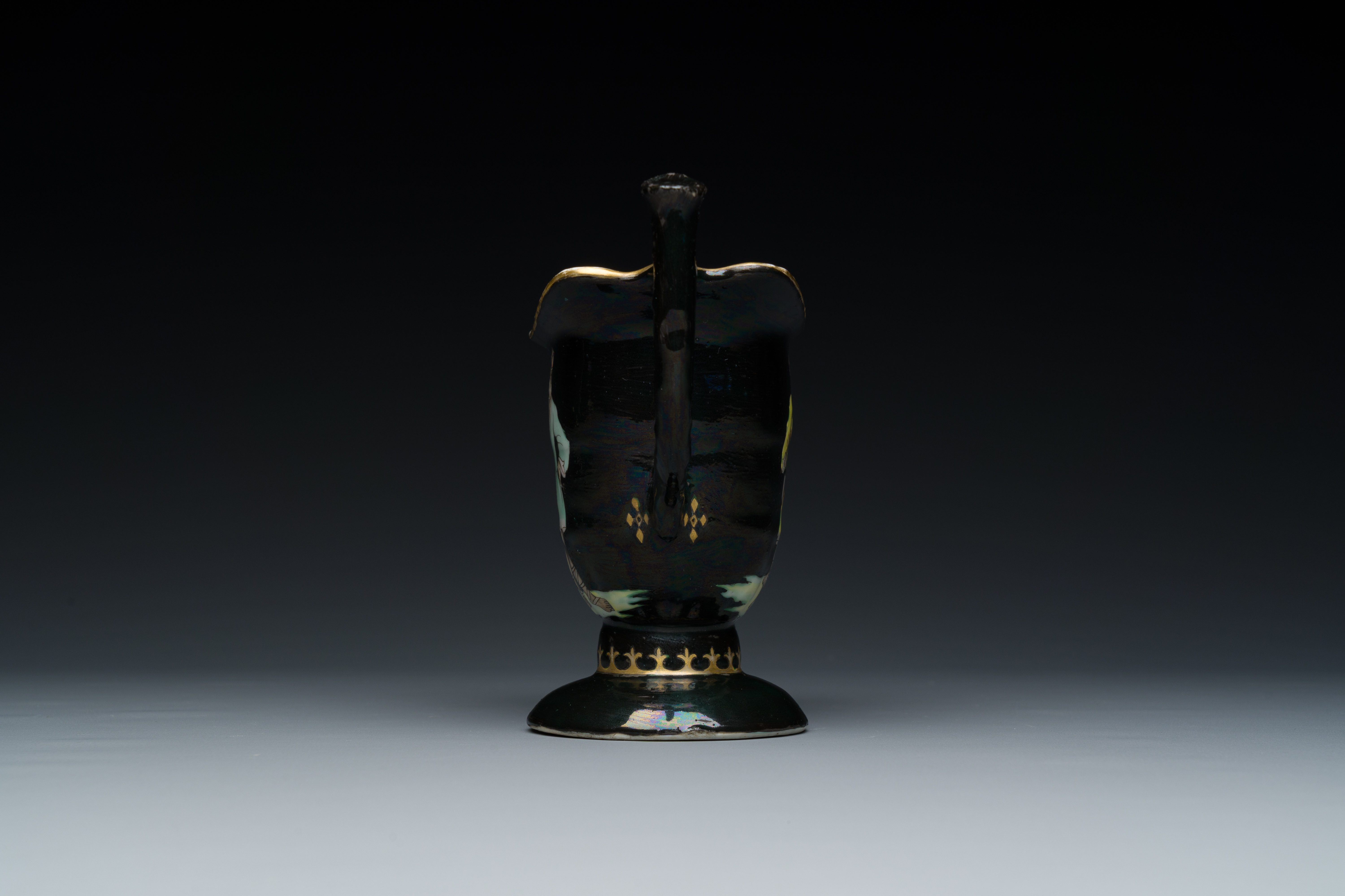 A rare Chinese black-ground enamelled ewer with Ottoman musicians, Qianlong - Image 3 of 17