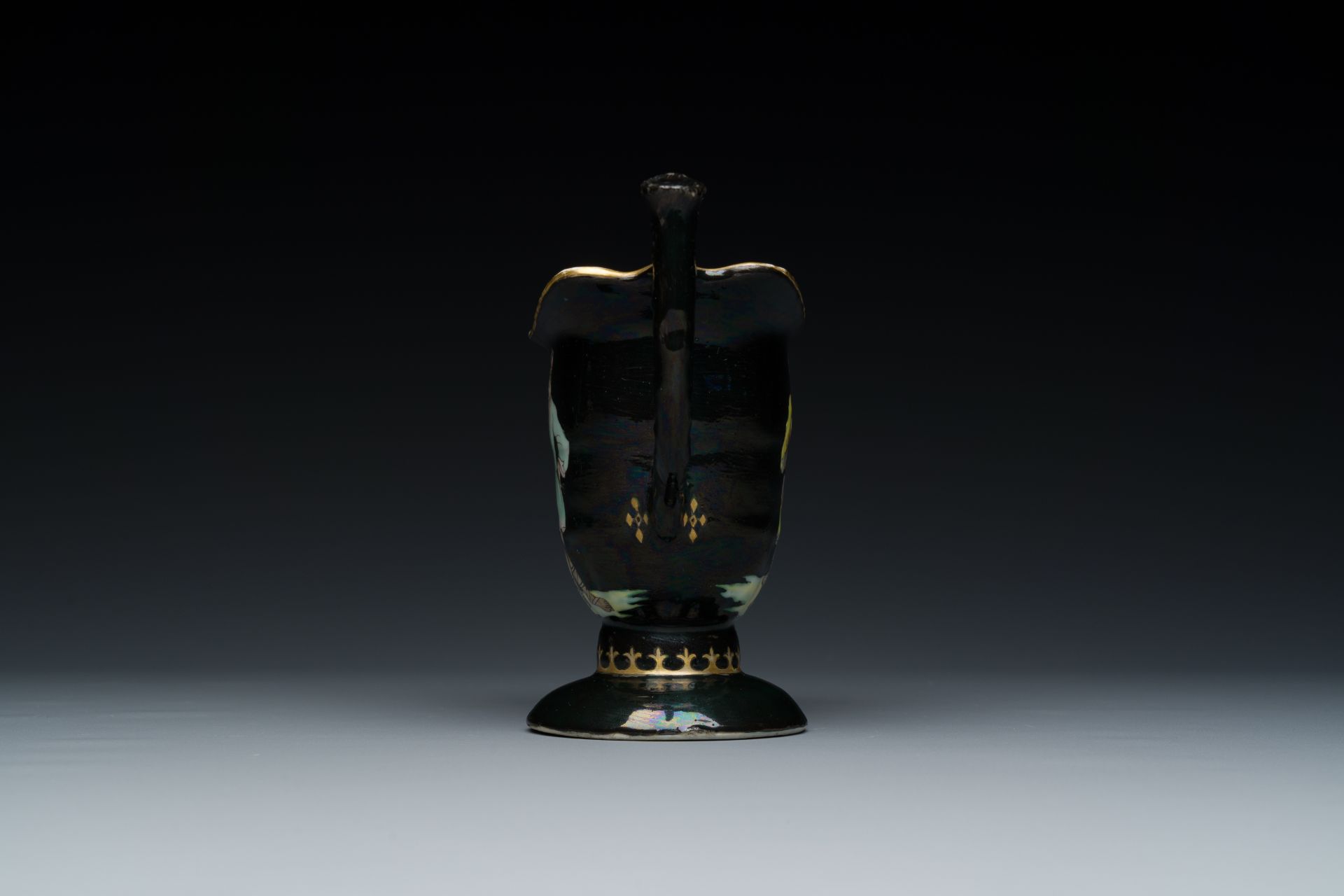 A rare Chinese black-ground enamelled ewer with Ottoman musicians, Qianlong - Image 3 of 17