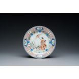 A Japanese Imari 'Parasol Ladies' plate after Cornelis Pronk, Edo, 18th C.