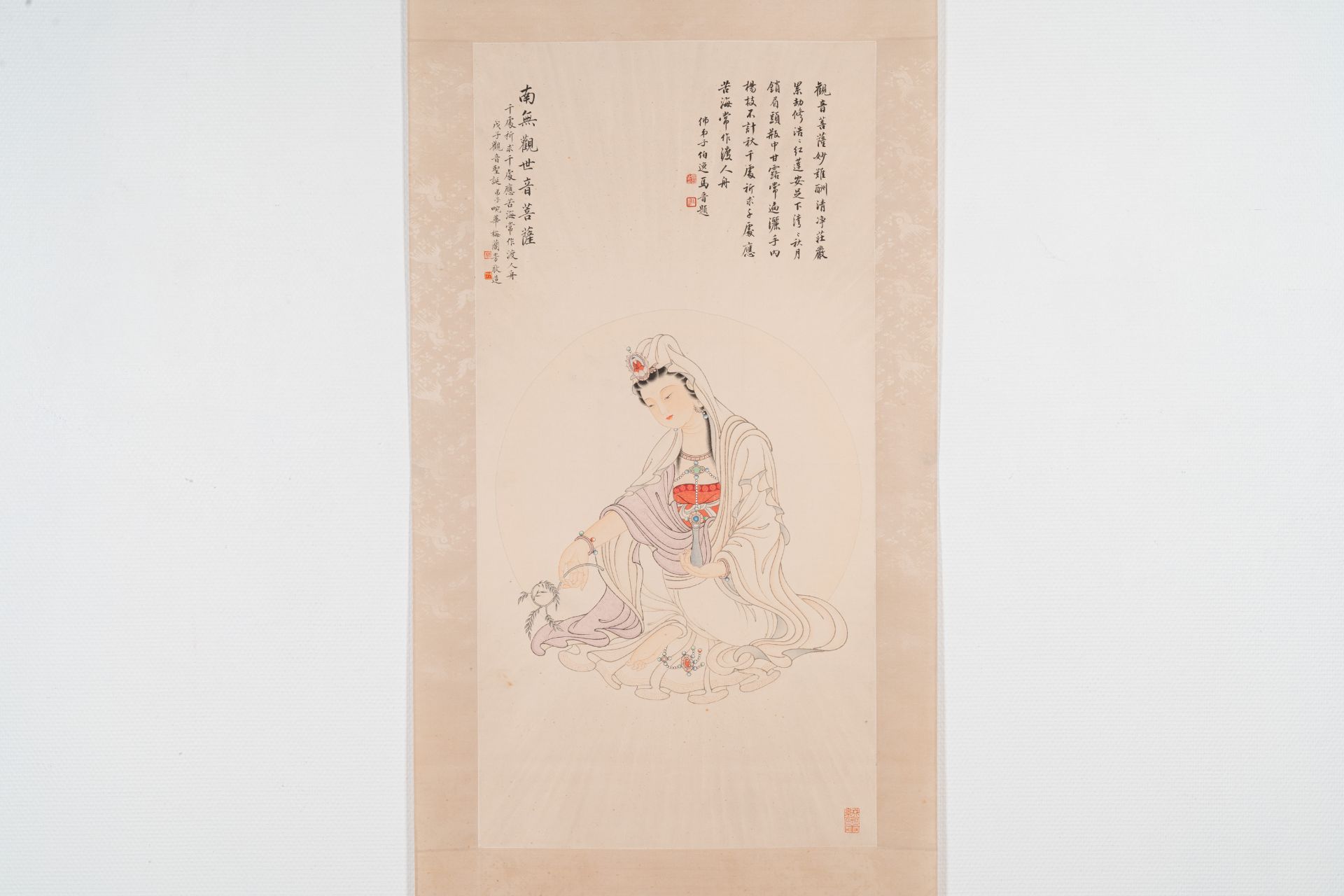 Mei Lanfang æ¢…è˜­èŠ³ (1894-1961): 'Bodhisattva' and Ma Jin é¦¬æ™‰ (1900-1970): 'Calligraphy', ink a - Bild 2 aus 6