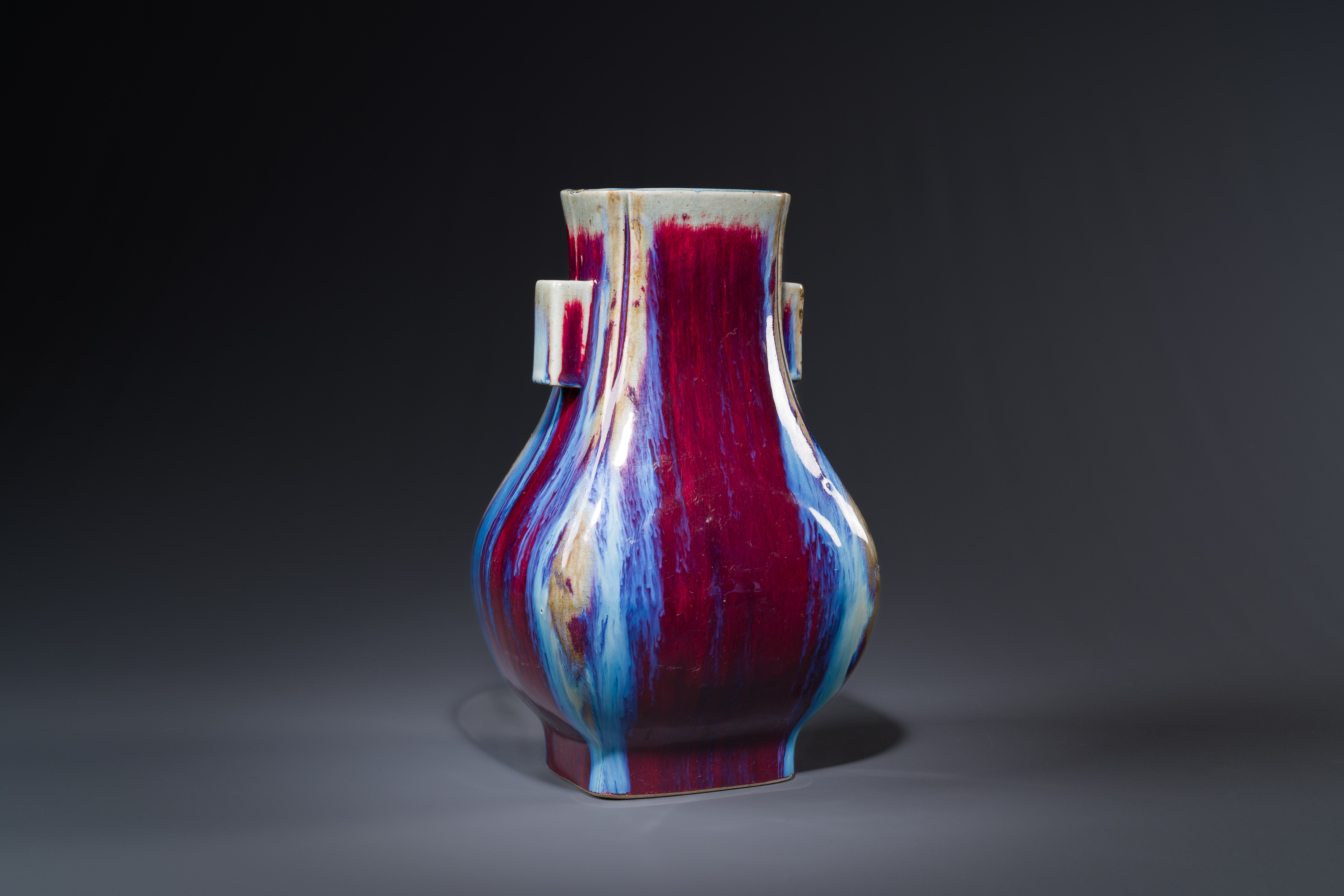 A Chinese flambe-glazed 'hu' vase, Qianlong mark and possibly of the period - Image 3 of 4