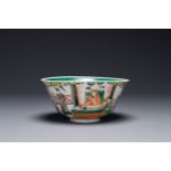 A Chinese famille verte bowl with narrative design, 19th C.