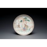 A fine Chinese famille rose eggshell porcelain 'The cowherd and the weaver girl' plate, Yongzheng