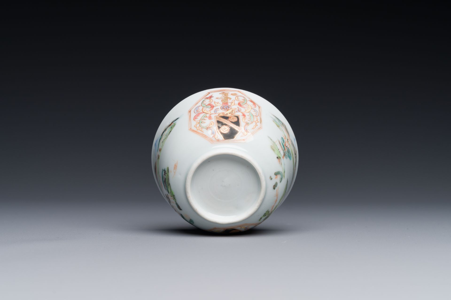 A Chinese famille rose cup and saucer with the arms of Beekman of Zeeland for the Dutch market, Yong - Image 6 of 6