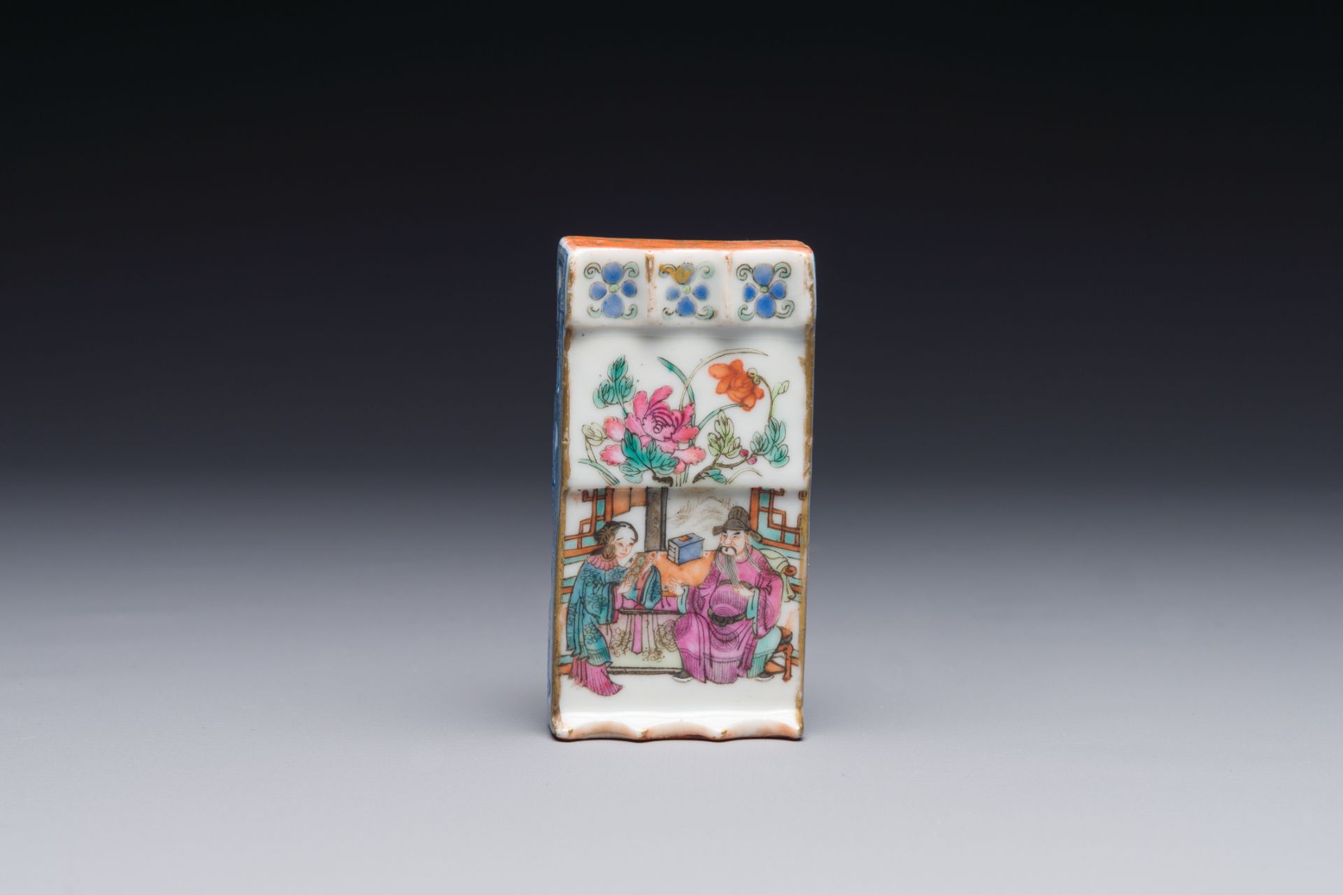 A Chinese famille rose brush rest, 19th C. - Image 2 of 3