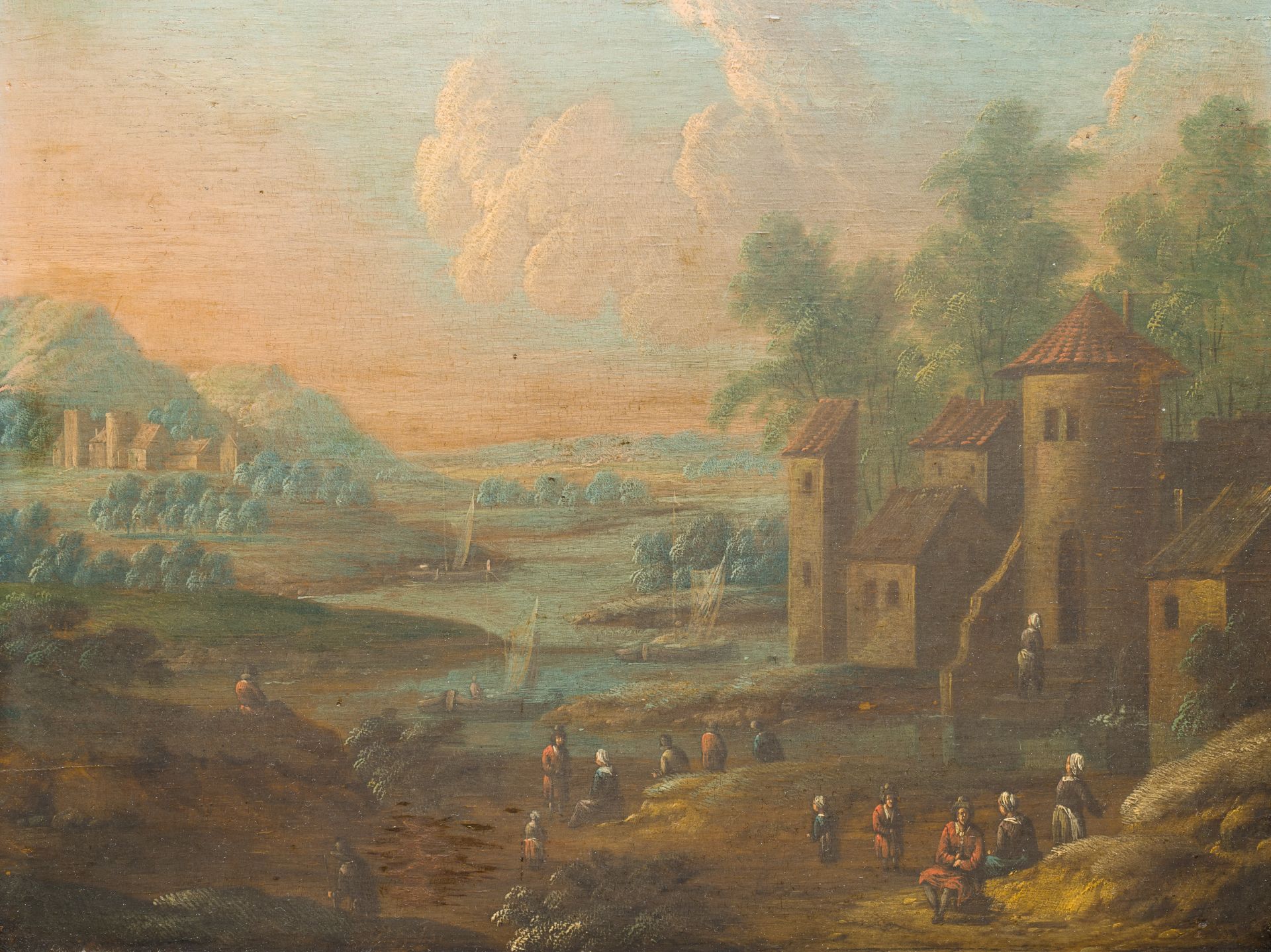 Adriaen Frans Boudewyns I (c.1644-1711): 'Italianate landscape', oil on panel - Image 2 of 12