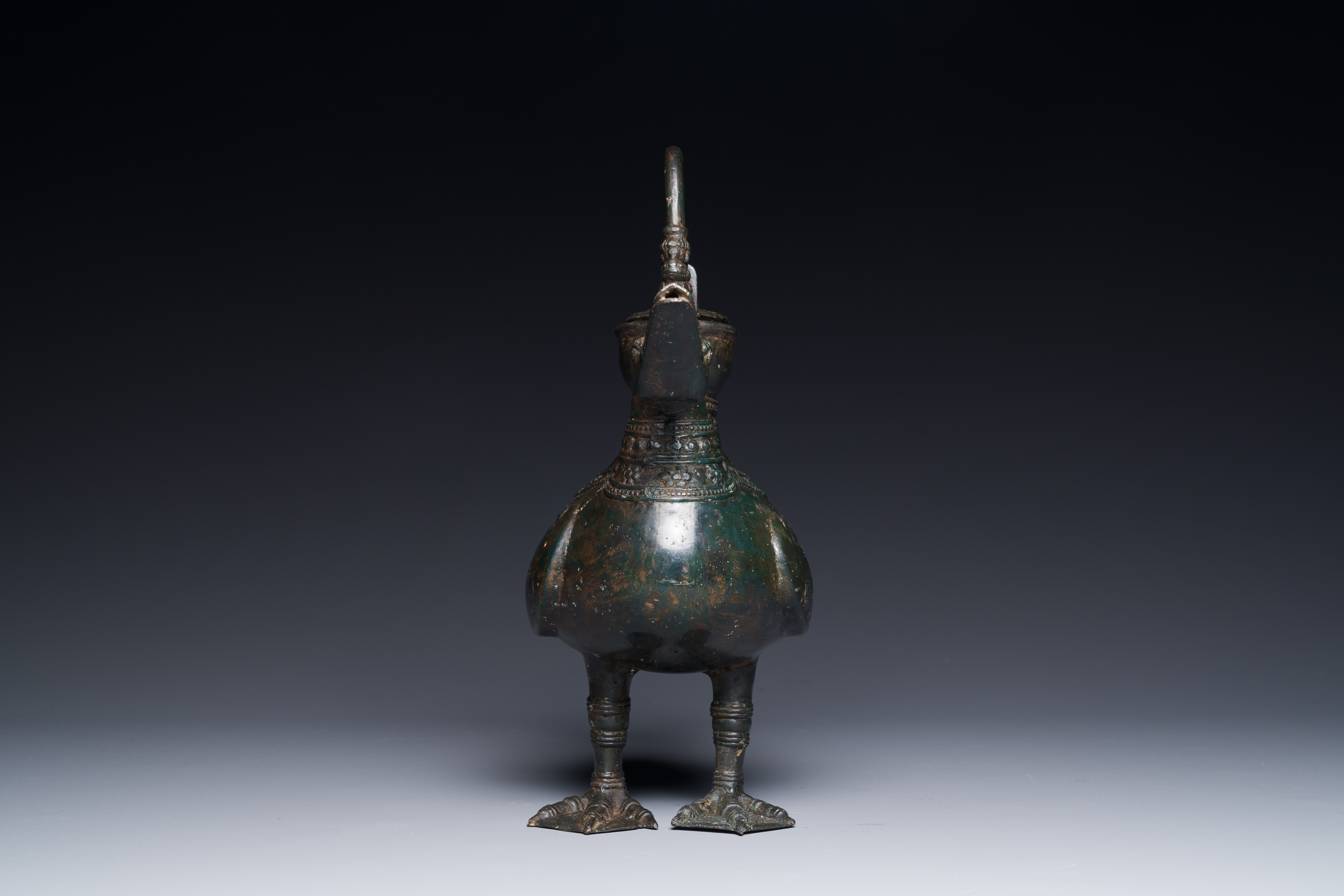 A Chinese archaistic bronze wine vessel in the form of a goose, Song - Image 14 of 21