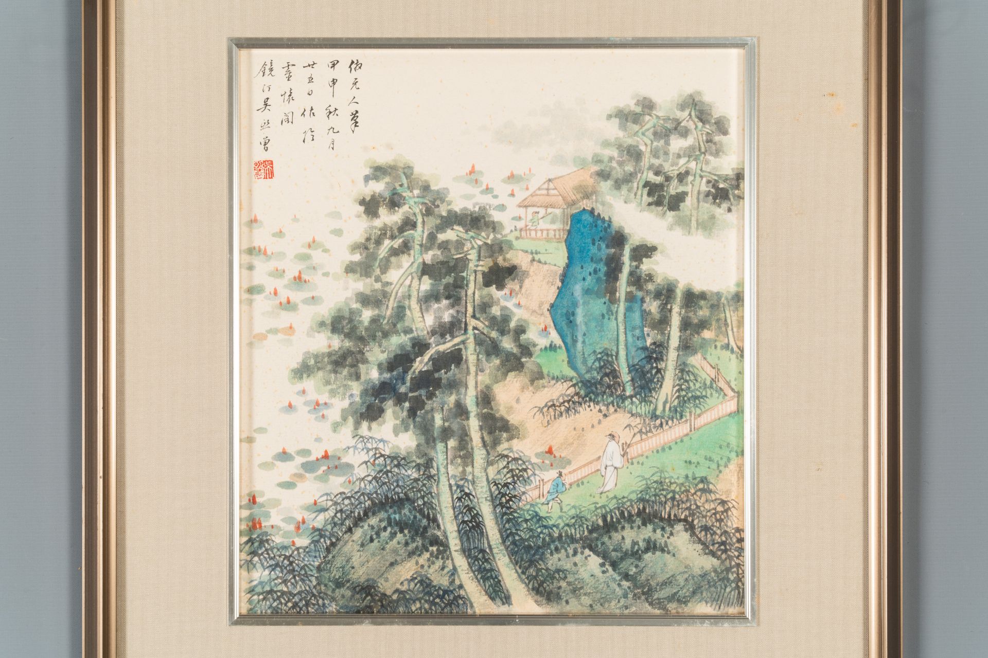 Pu Xinyu æº¥å¿ƒç•¬ (1896-1963): 'Cat and rabbit' and Wu Xizeng å³ç†™æ›¾ (1904-1972): 'Landscape', i - Image 3 of 4