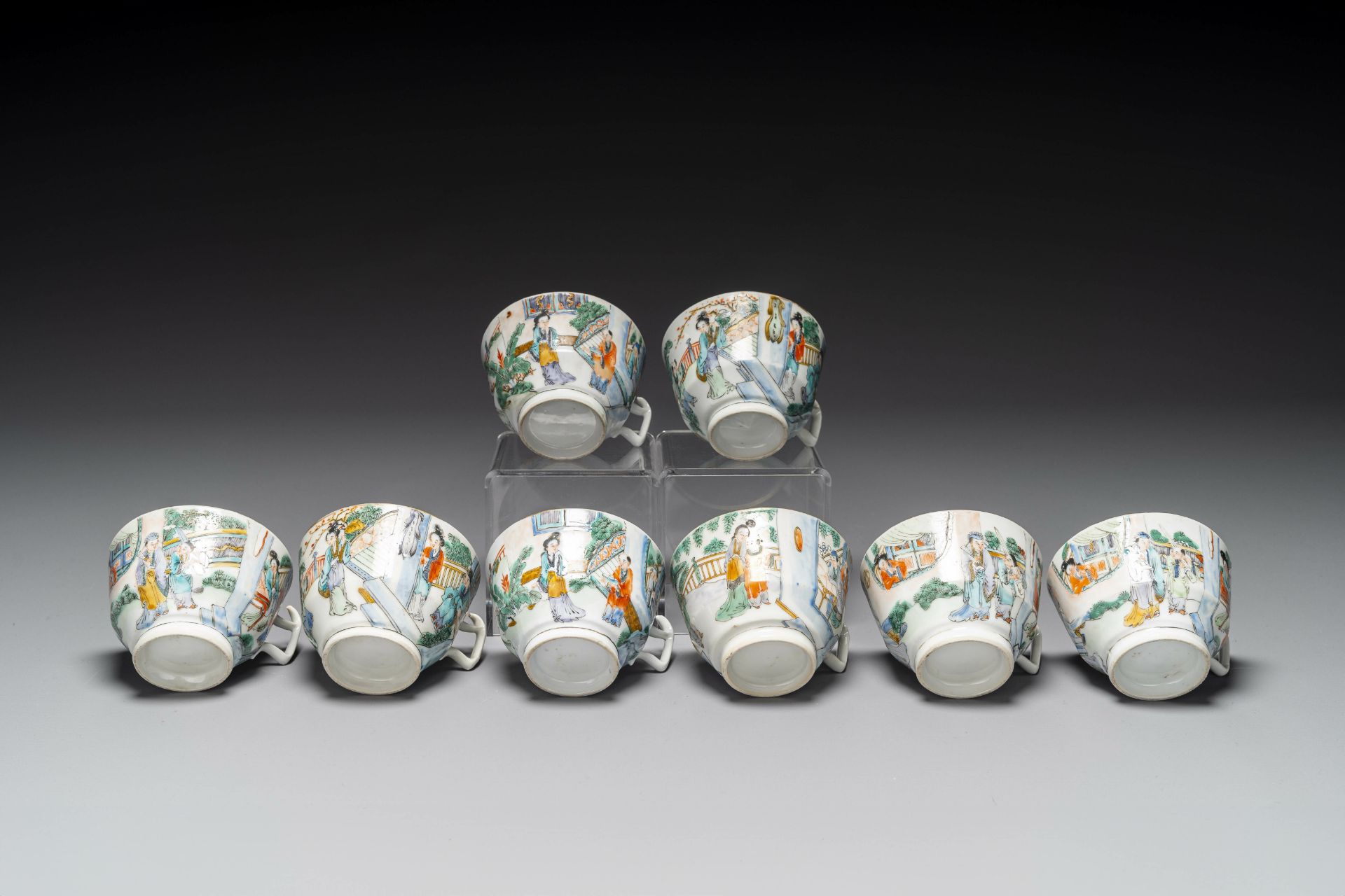 A rare Chinese Canton famille verte 27-piece tea service, 19th C. - Image 13 of 13