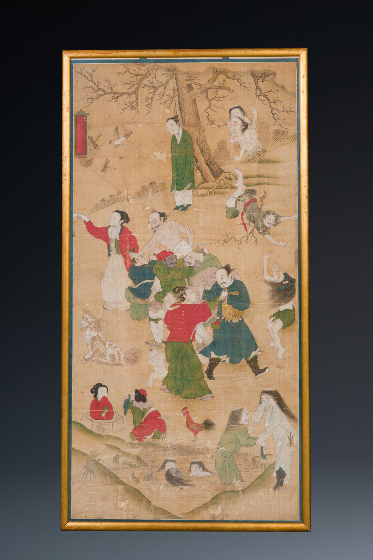 Chinese school: 'Folk tale', ink and colour on silk, 19th C. - Image 2 of 5