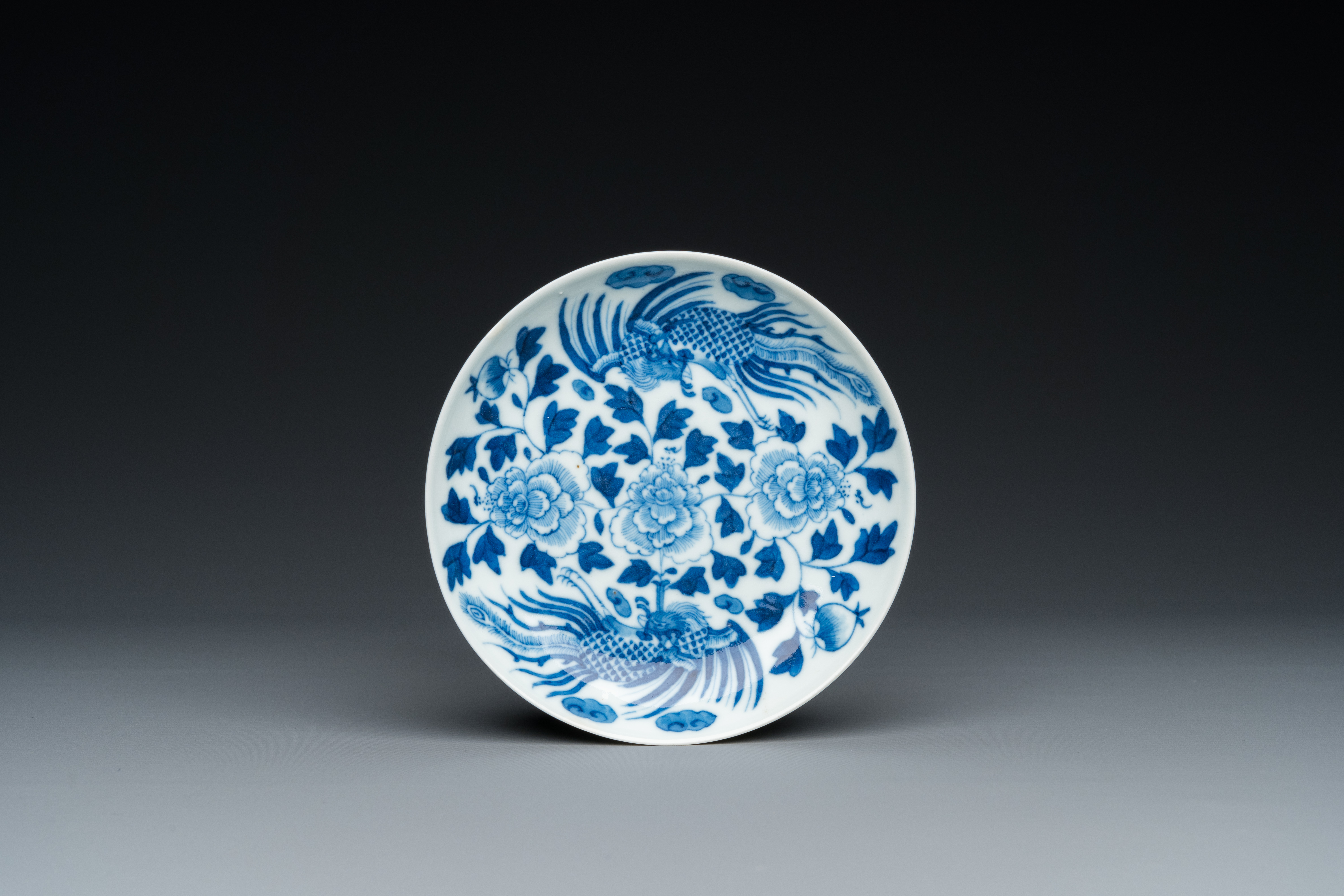 A Chinese blue and white 'Bleu de Hue' dish with phoenixes for Dang Huy Tru (1825 - 1874), Dang Huy