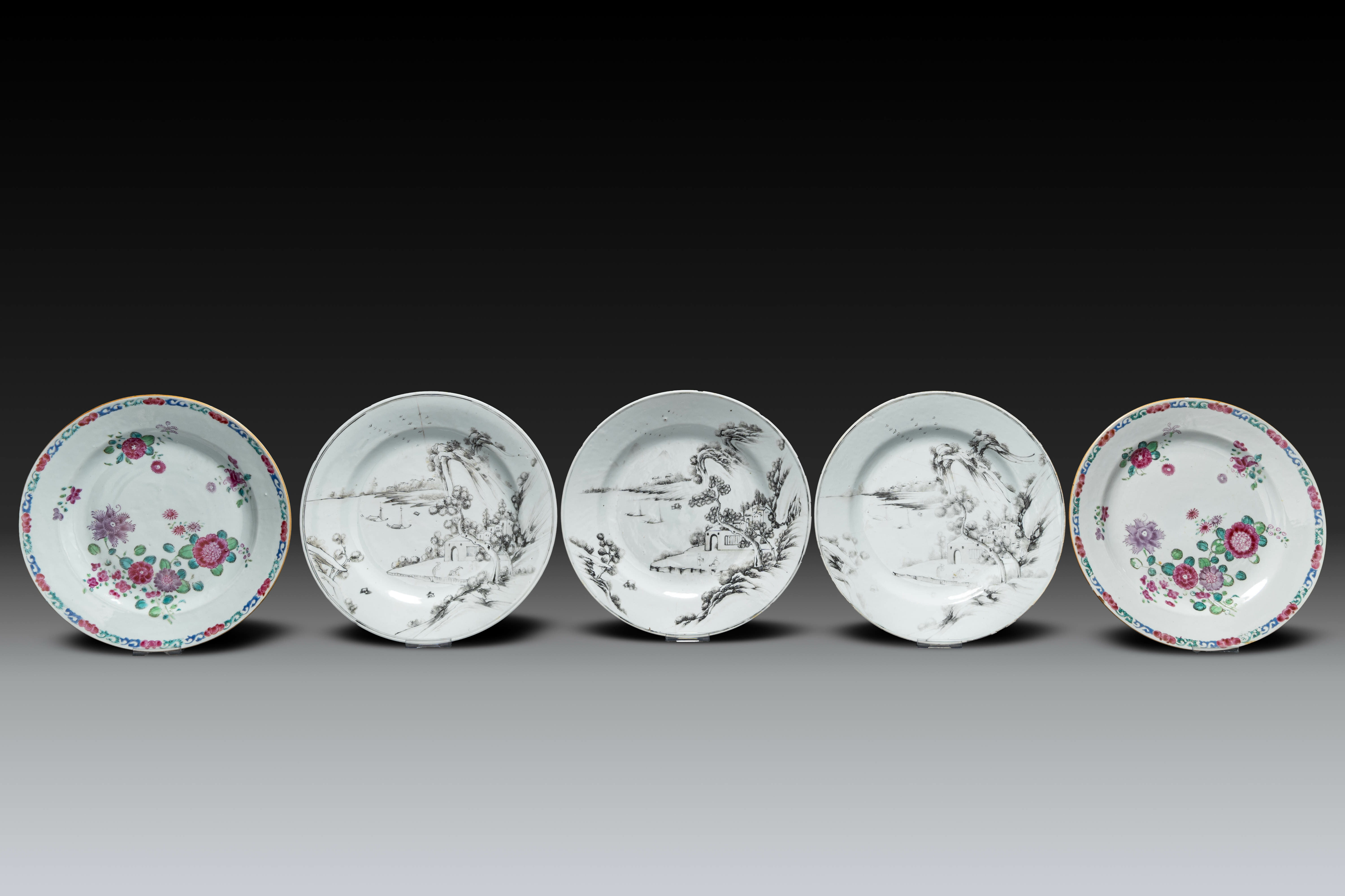 A varied collection of Chinese grisaille and famille rose porcelain, Yongzheng/Qianlong - Image 2 of 6