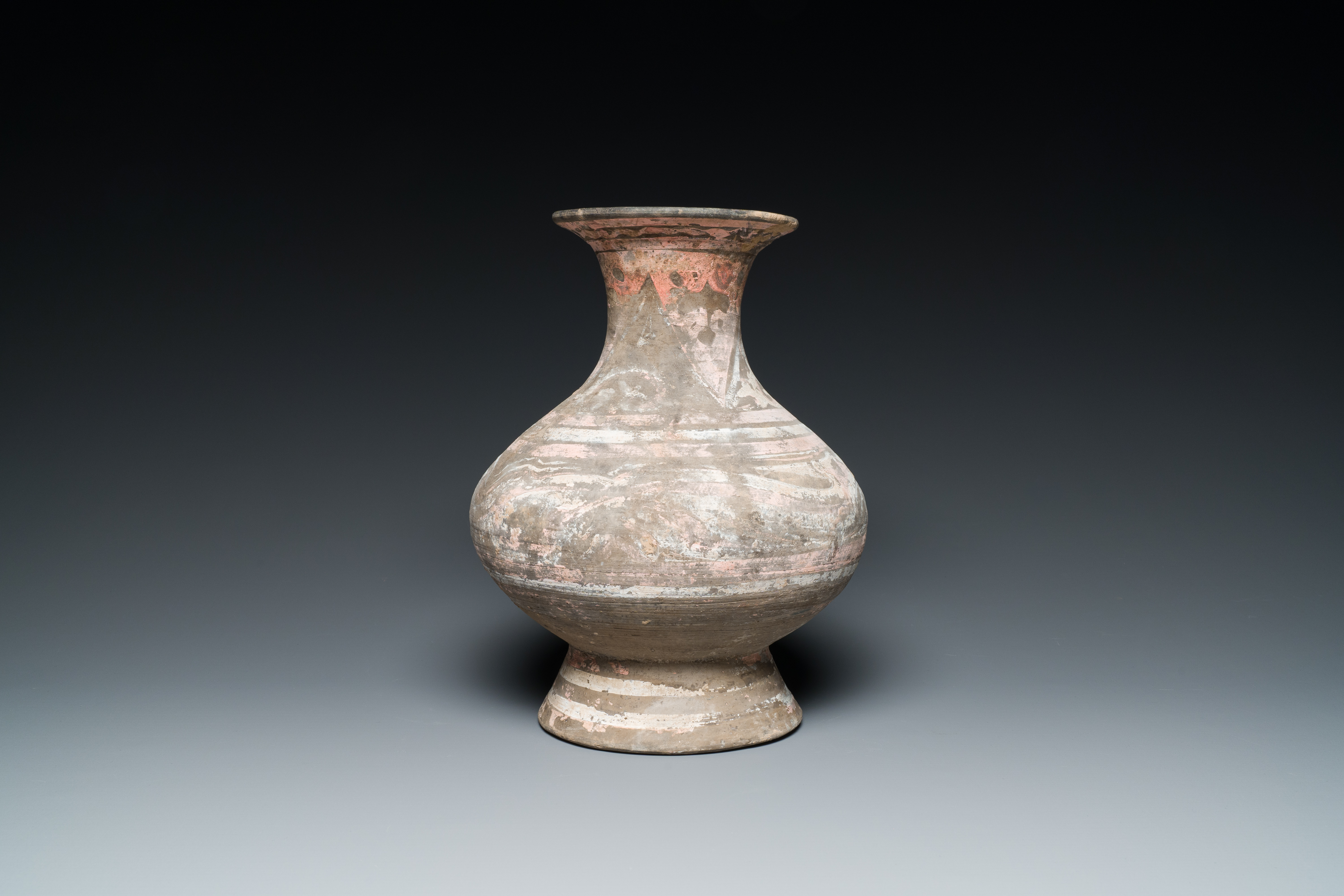 A Chinese polychrome painted pottery vase, Han - Image 4 of 18