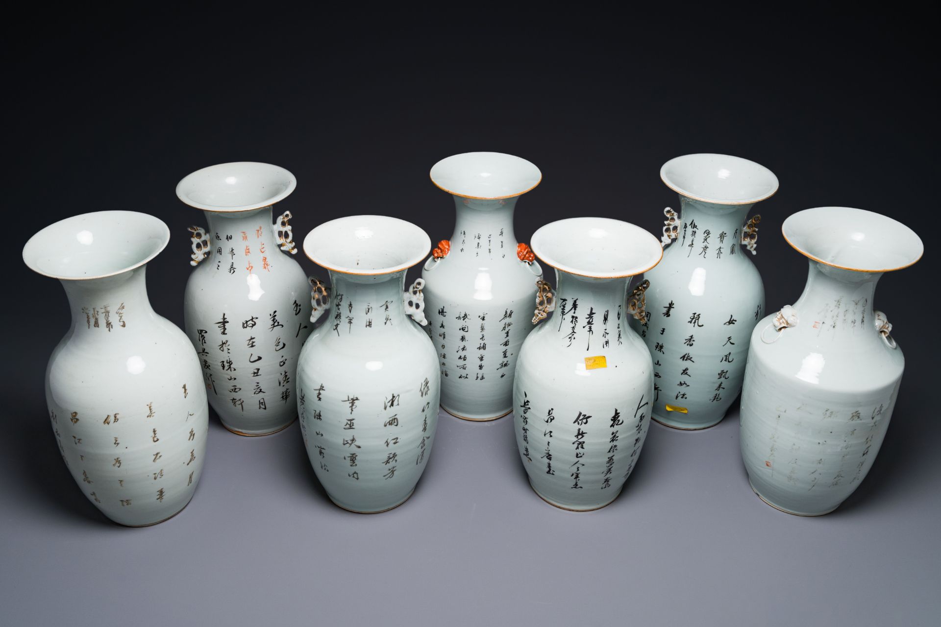 Seven Chinese famille rose vases, 19/20th C. - Image 3 of 5