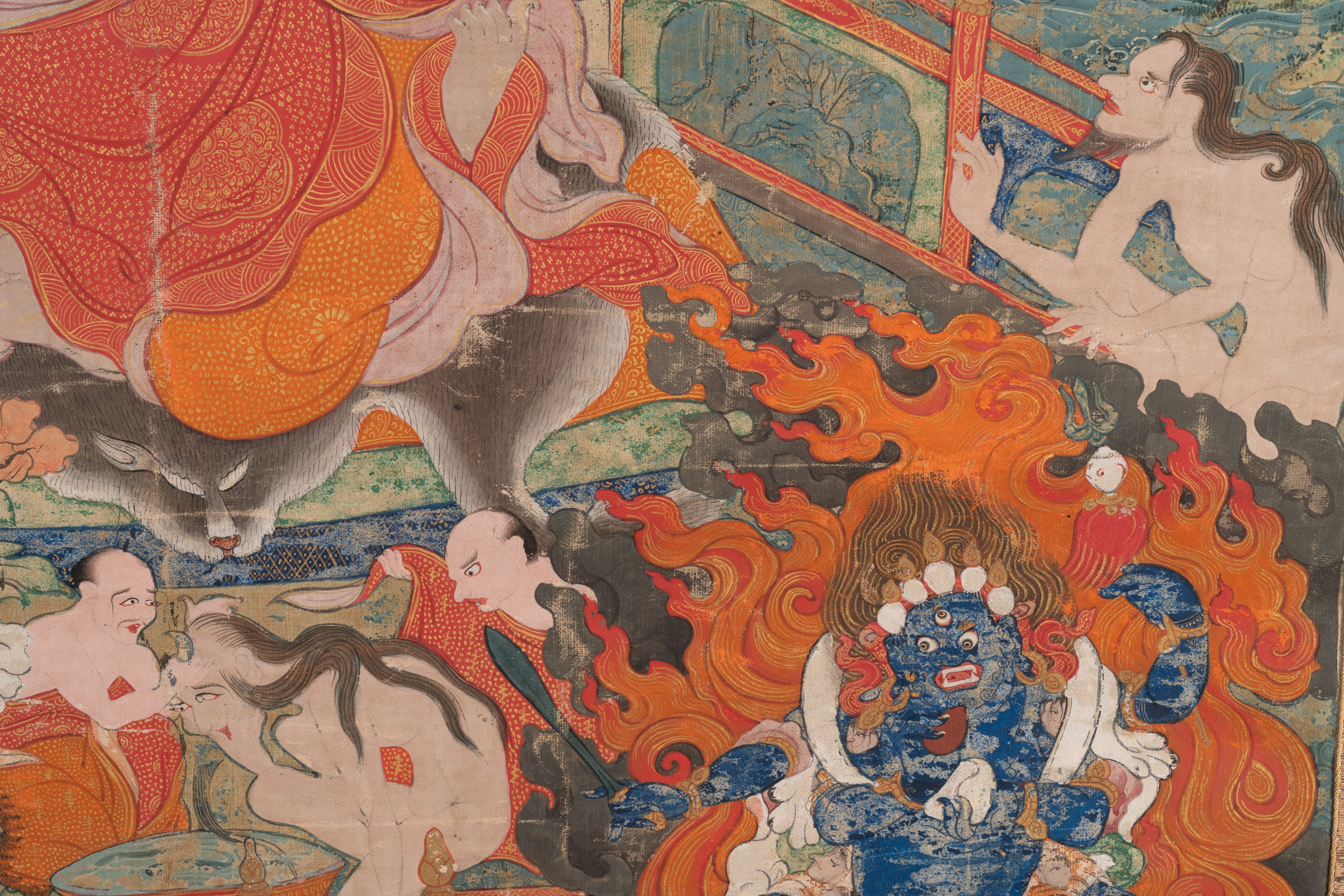 Two thangkas depicting Chakrasamvara and a Shambhala king, Tibet, 18/19th C. - Image 4 of 6