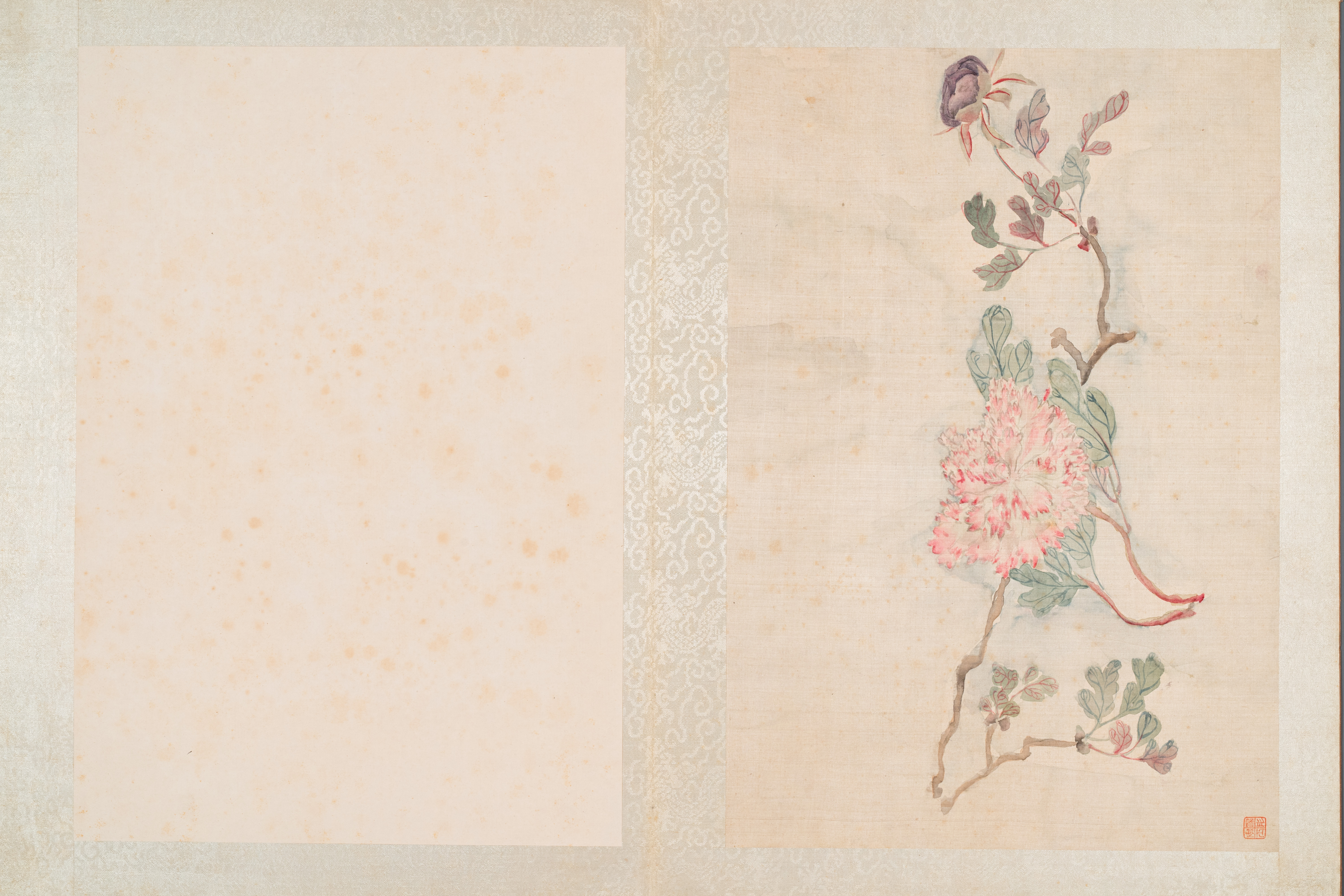 Chinese school: Seven works with insects and peonies, ink and colour on silk, 19/20th C. - Image 2 of 9