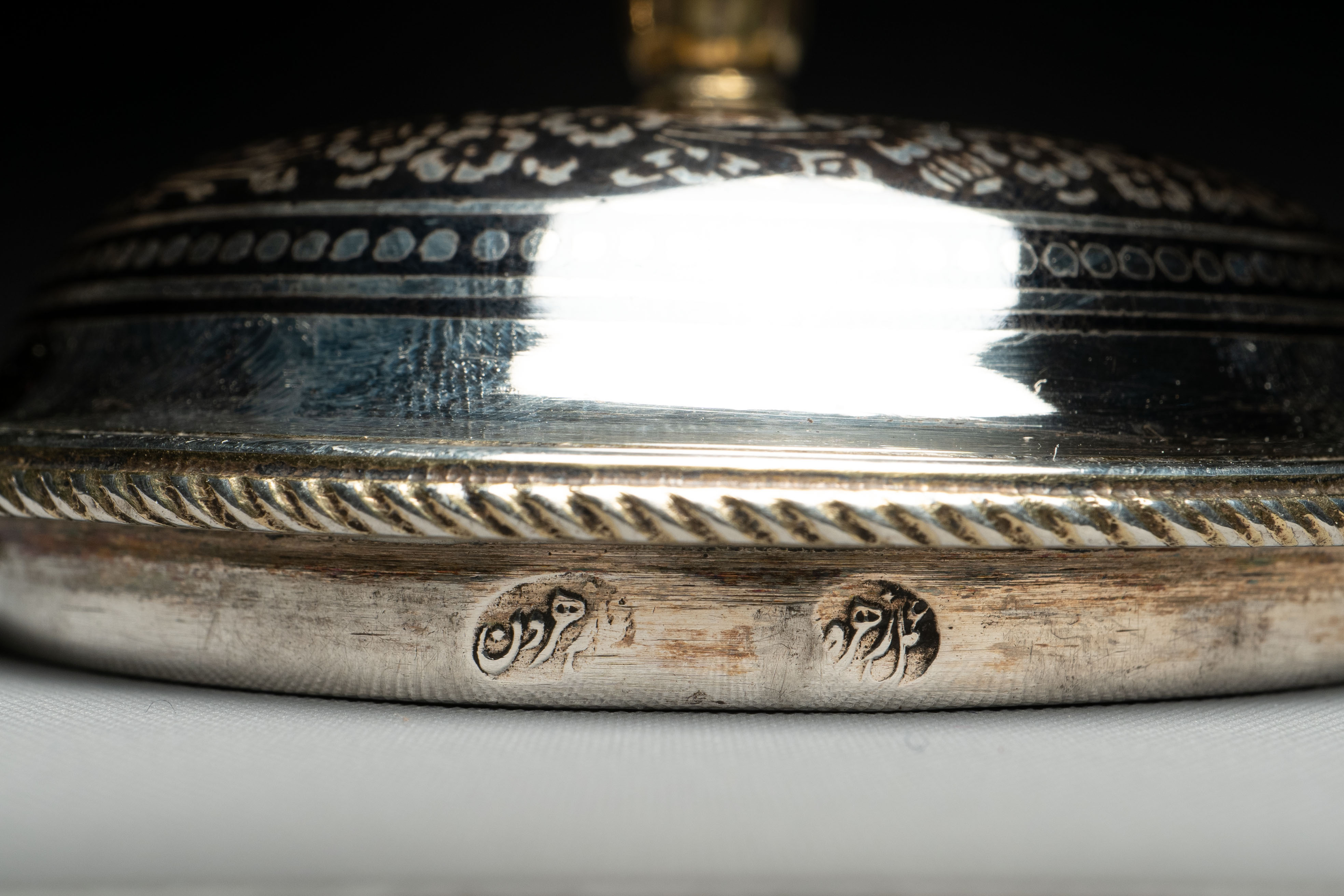 An Ottoman parcel-gilt niello silver vessel and cover, Turkey, period of Sultan Abdulhamid II (1876- - Image 6 of 6