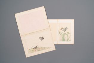 Chinese school: Two parts of an album with four drawings and a calligraphy, Lisheng ç¬ ç”Ÿ seal mark