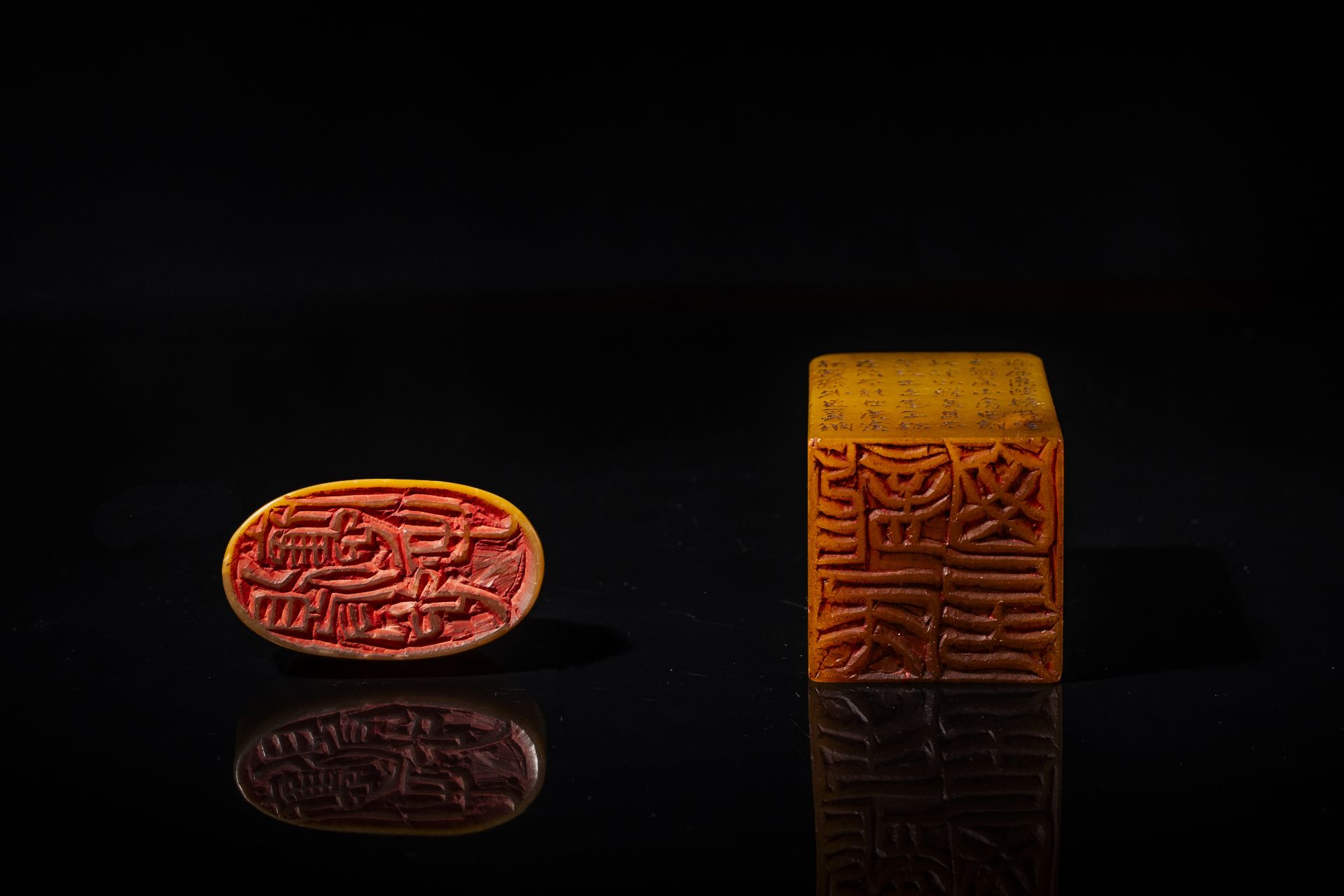 Two Chinese Shoushan soapstone seals, Qing - Image 7 of 7