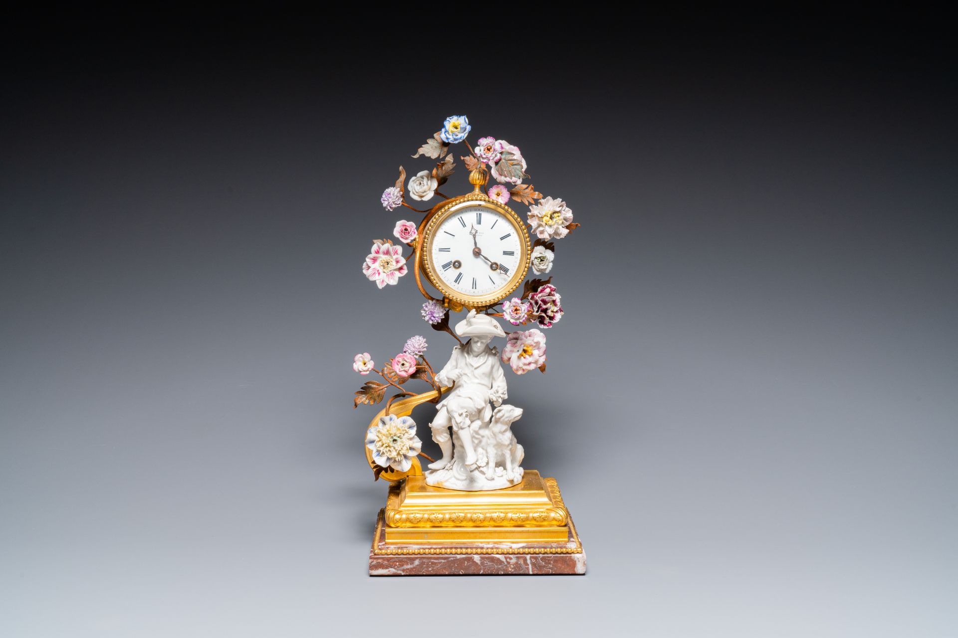 A French ormolu-mounted porcelain mantel clock, 18/19th C. - Image 2 of 28