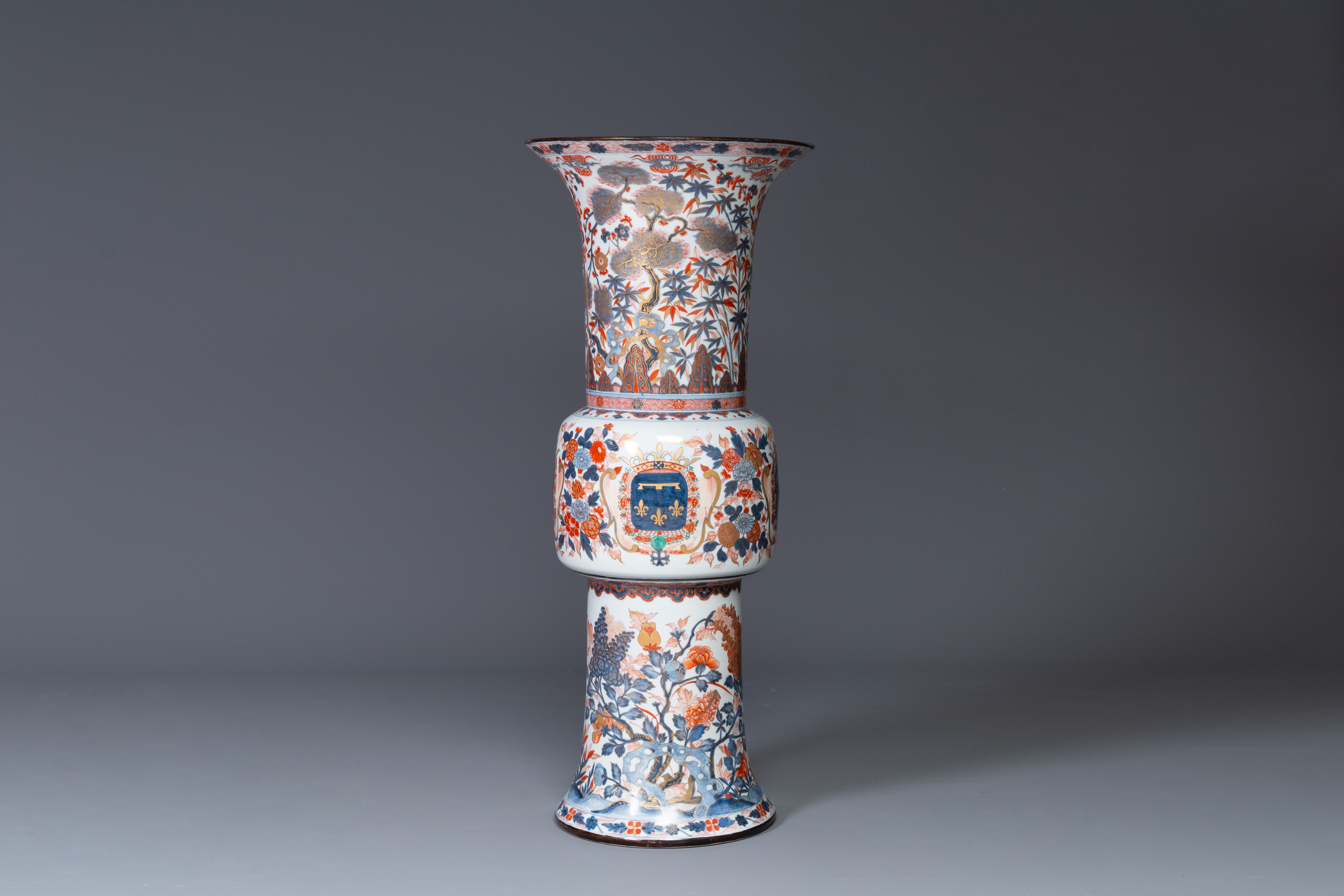 A monumental Imari-style 'gu' vase with the arms of the Duke of Orleans, Samson, France, 19th C.