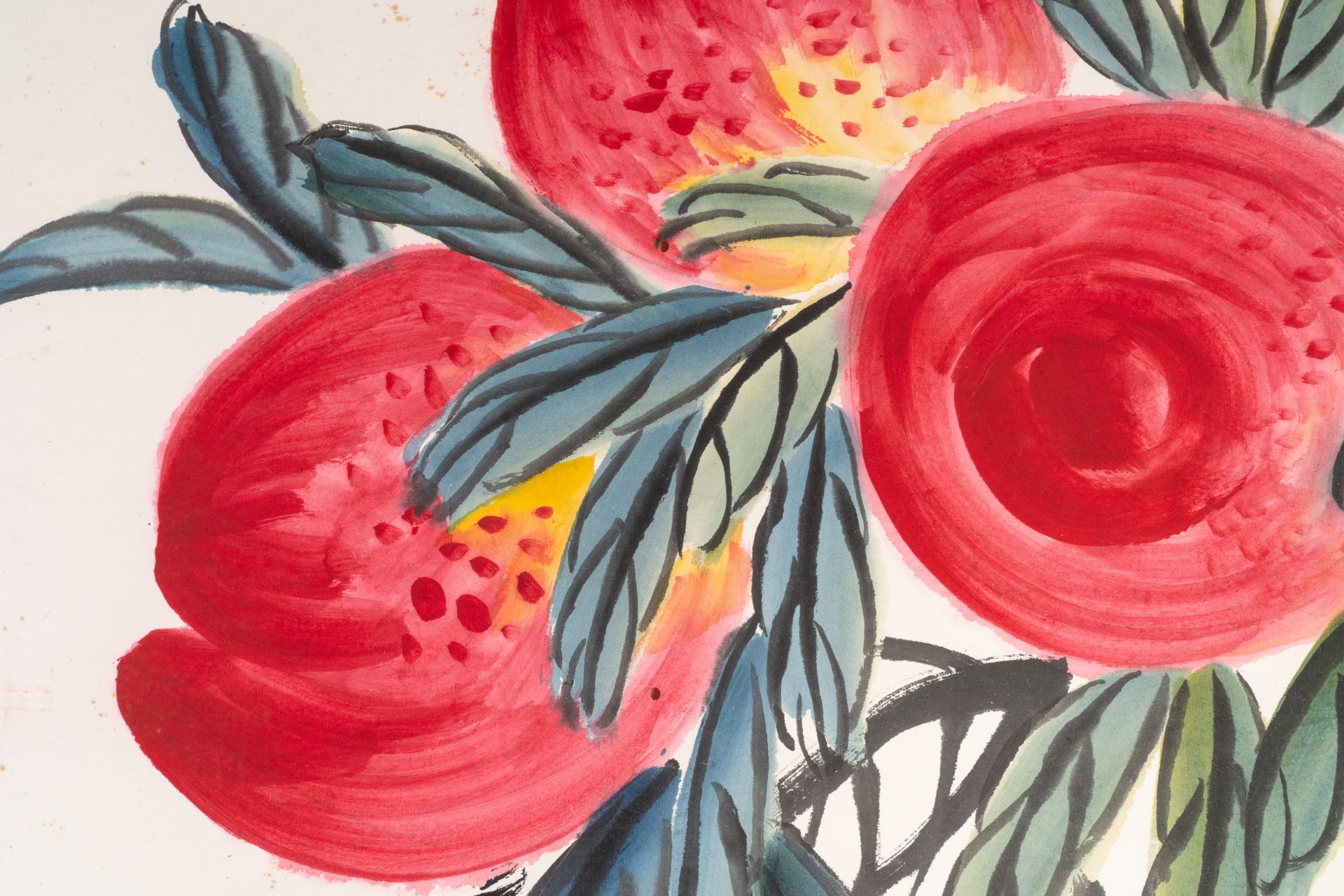 Lou Shibai å¨„å¸ˆç™½ (1918-2010): 'Peaches', ink and colour on paper - Image 8 of 9