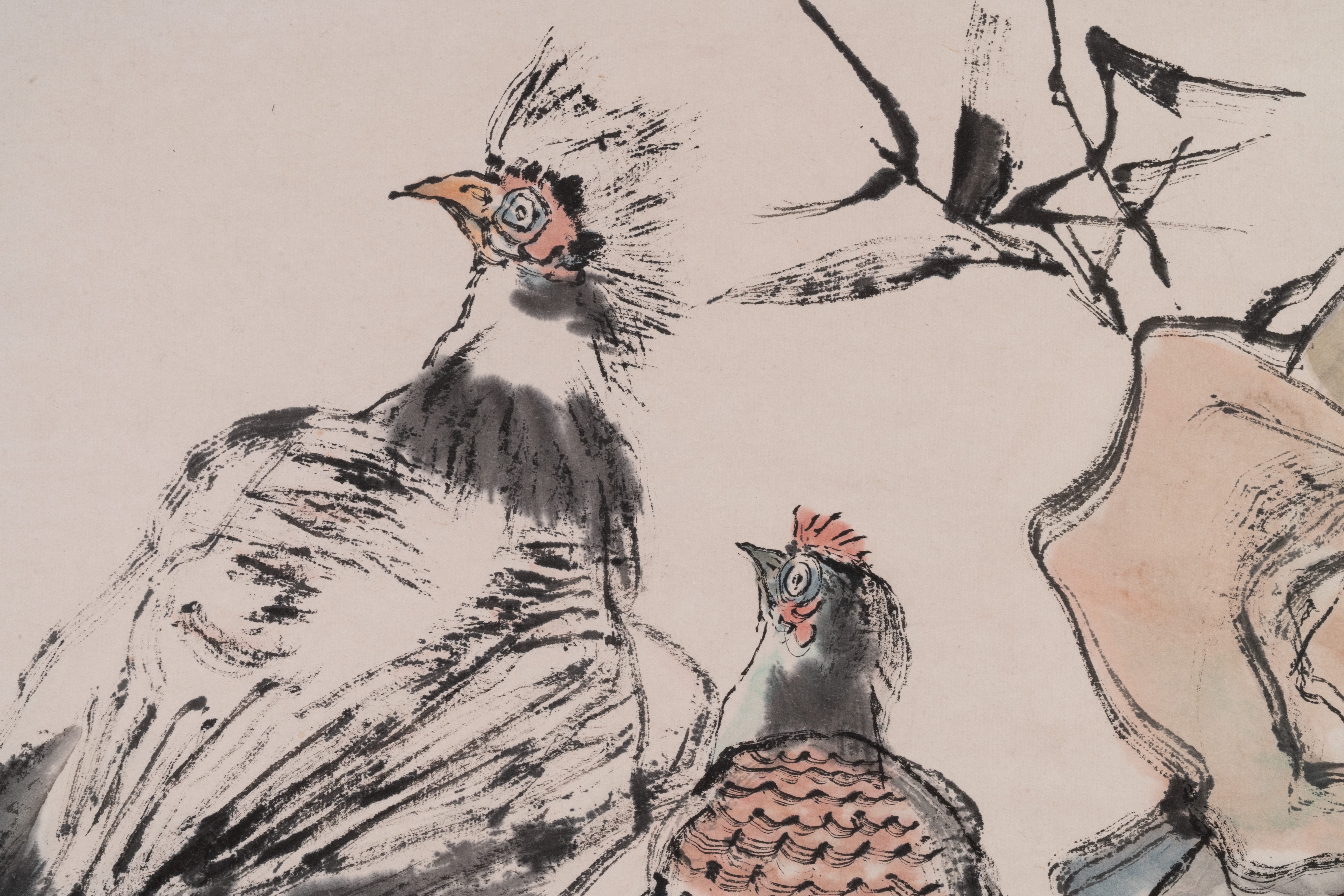 Cheng Shifa ç¨‹åå‘ (1921-2007): 'Pipa playing lady and two eagles', ink and colour on paper, date - Image 6 of 8