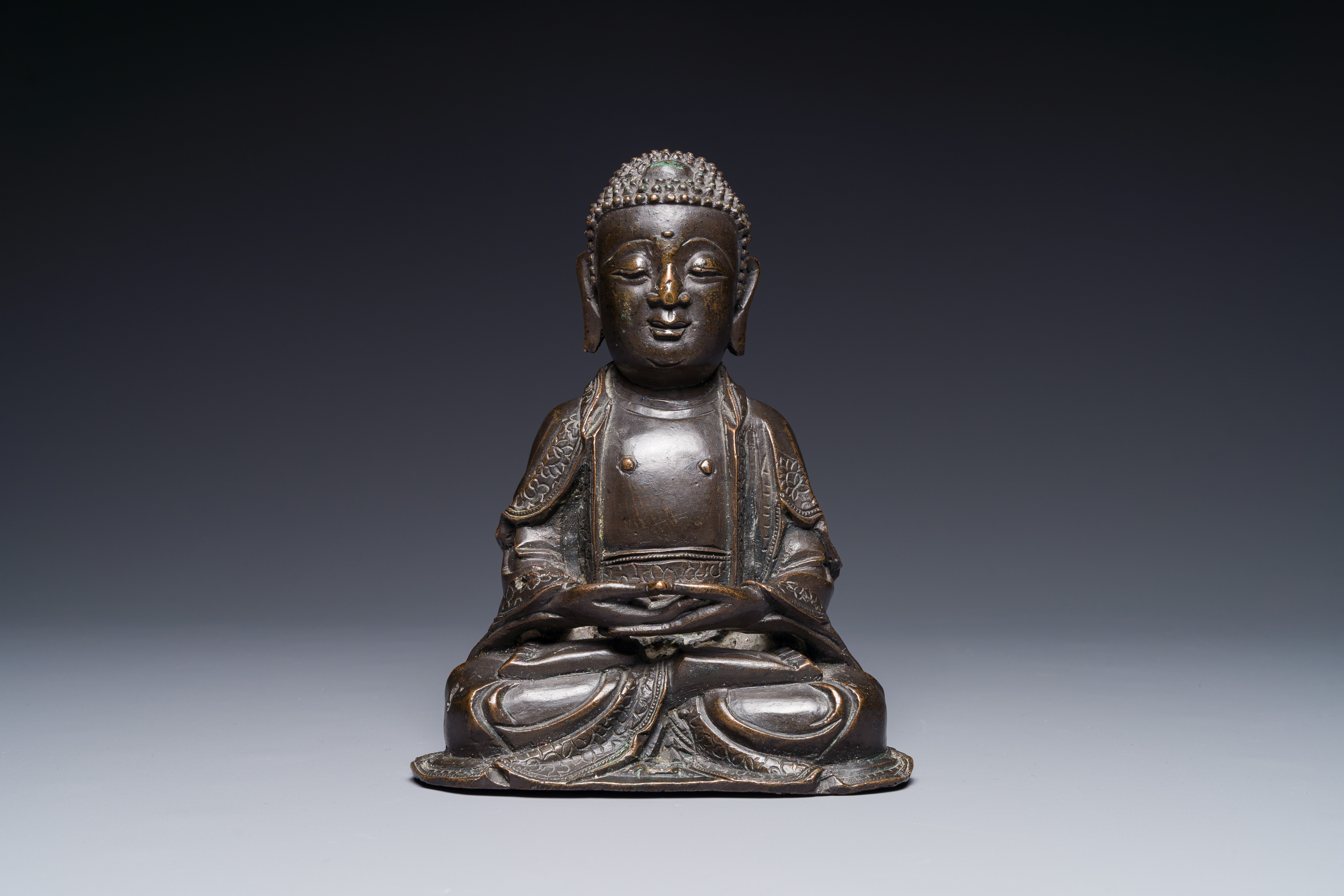 A Chinese bronze sculpture of Buddha, Ming