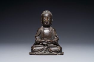 A Chinese bronze sculpture of Buddha, Ming