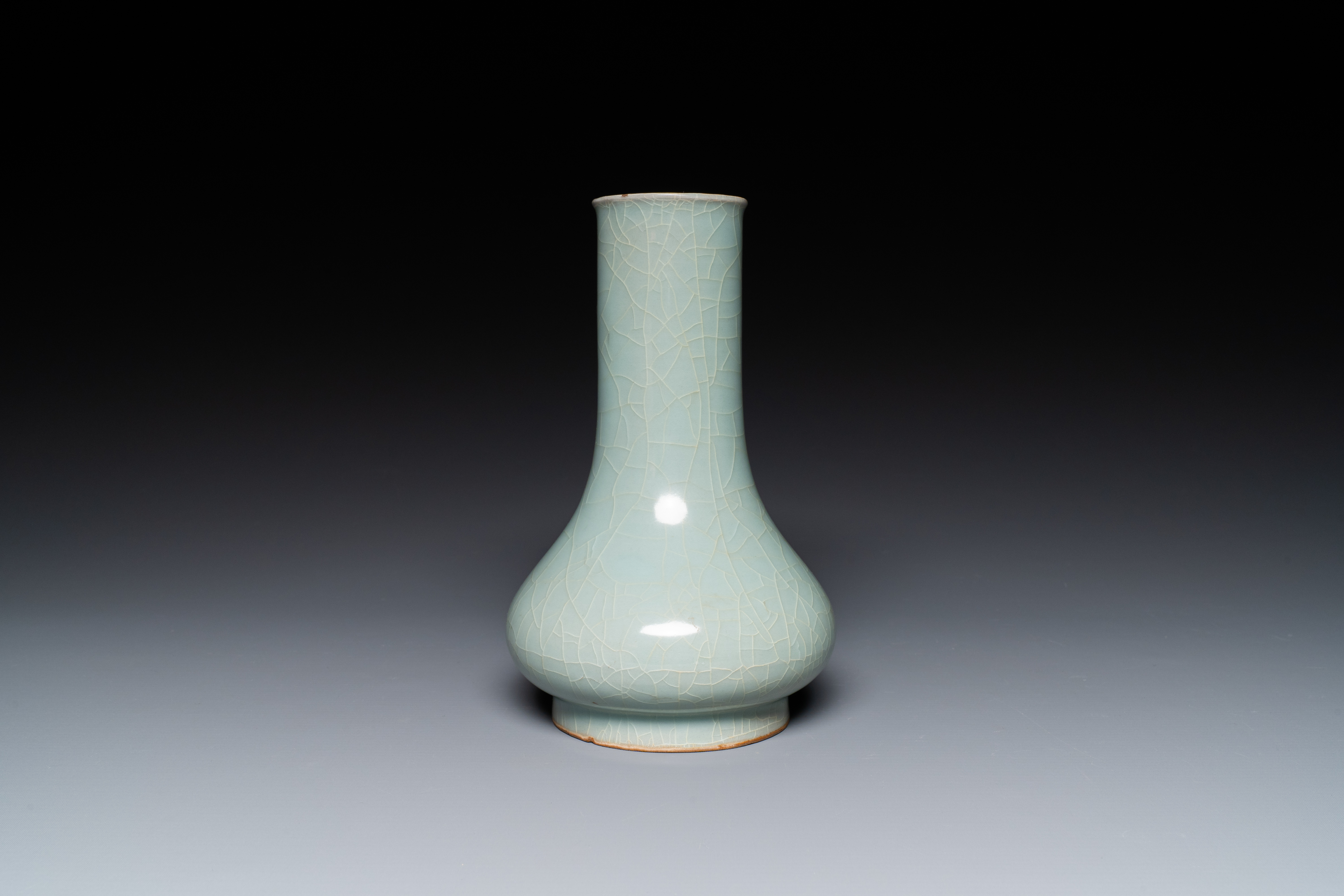 A Chinese Longquan celadon bottle vase, Song/Ming - Image 4 of 9