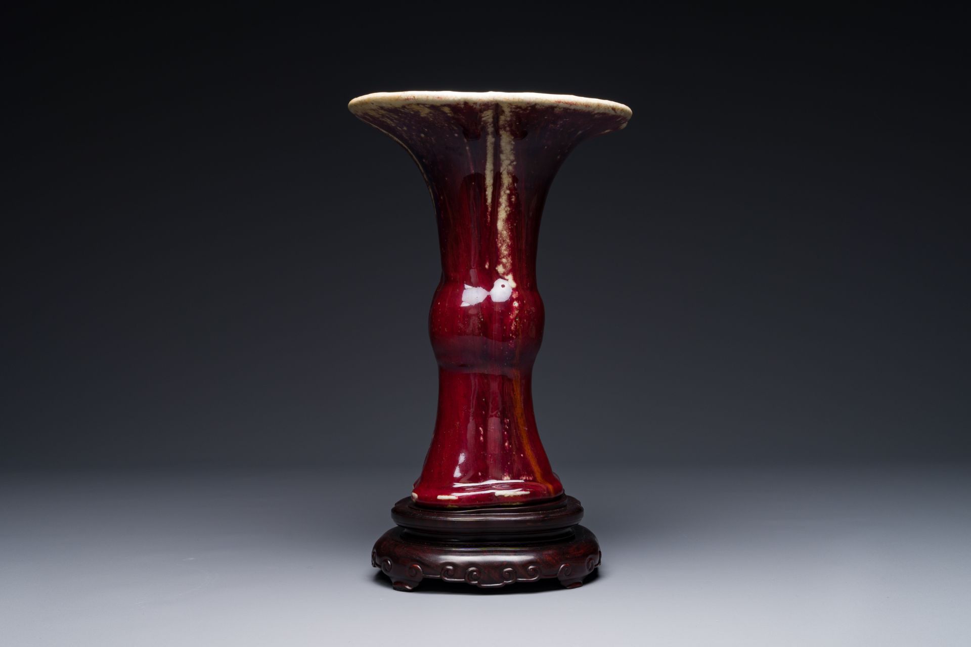 A Chinese quadrifoil flambe-glazed 'zun' vase, Qianlong mark and of the period - Image 2 of 9