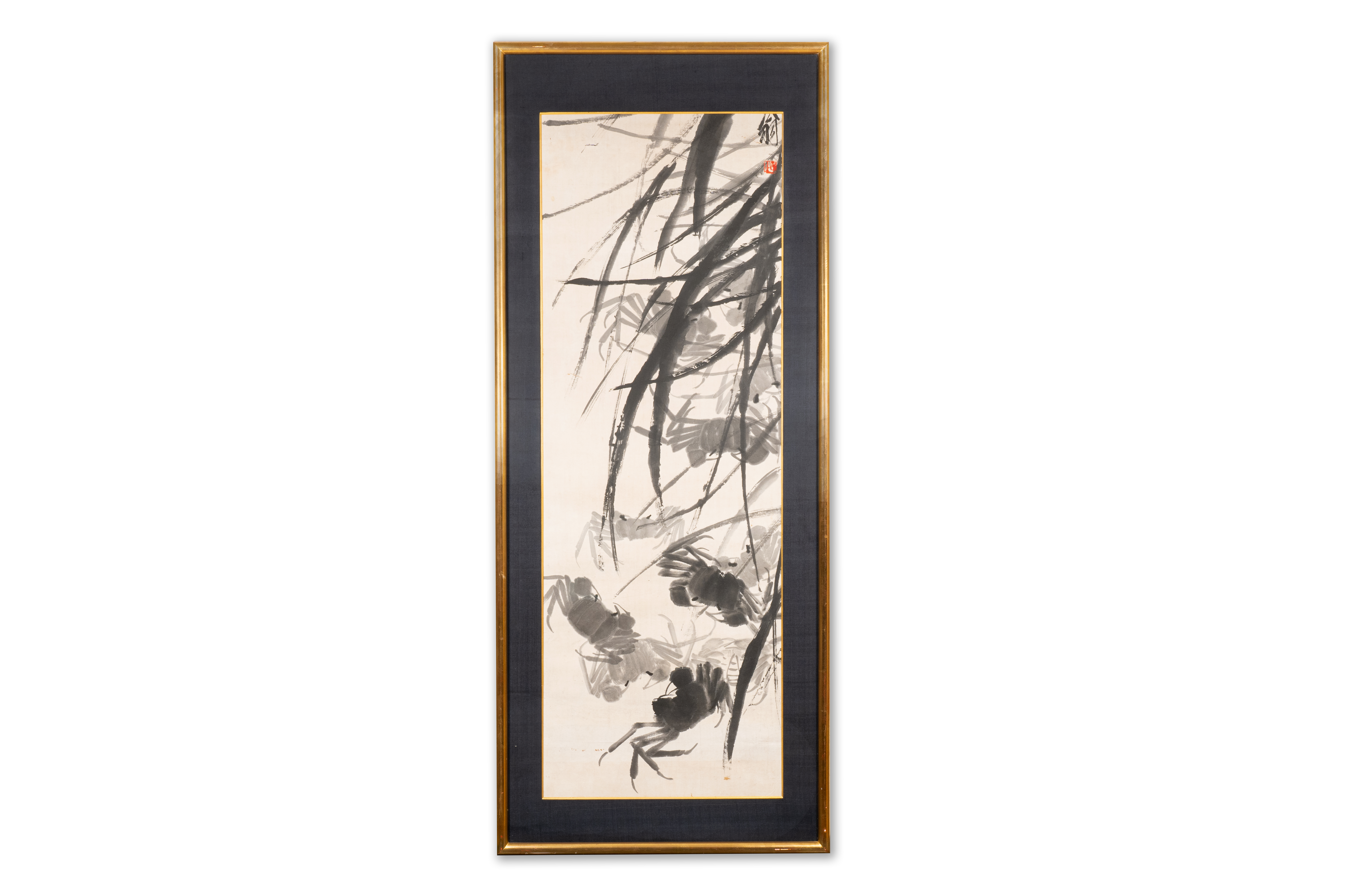 Qi Baishi é½Šç™½çŸ³ (1864-1957): 'Crabs and floating grasses', ink on paper