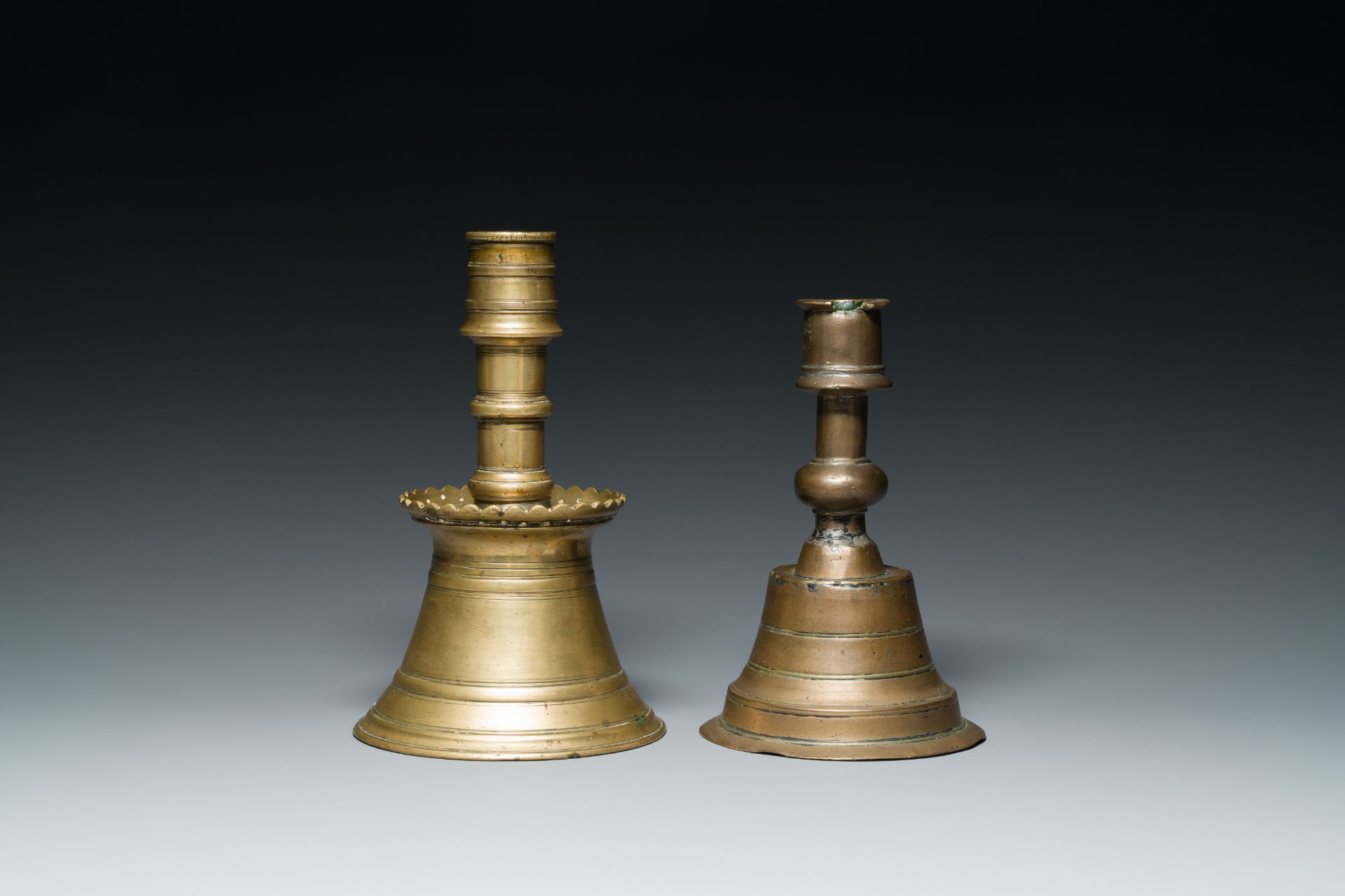 Two Ottoman bronze candlesticks, 17th C. - Image 4 of 7